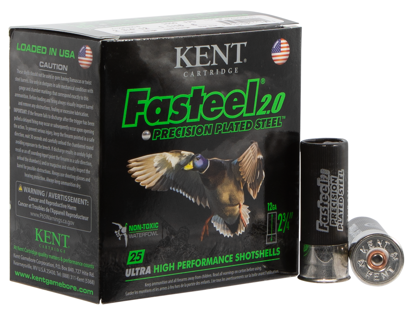 Kent Cartridge K122FS306 Fasteel 2.0 Waterfowl 12 Gauge 2.75" 1 1/16 oz 6 Shot 25 Per Box/ 10 Cs