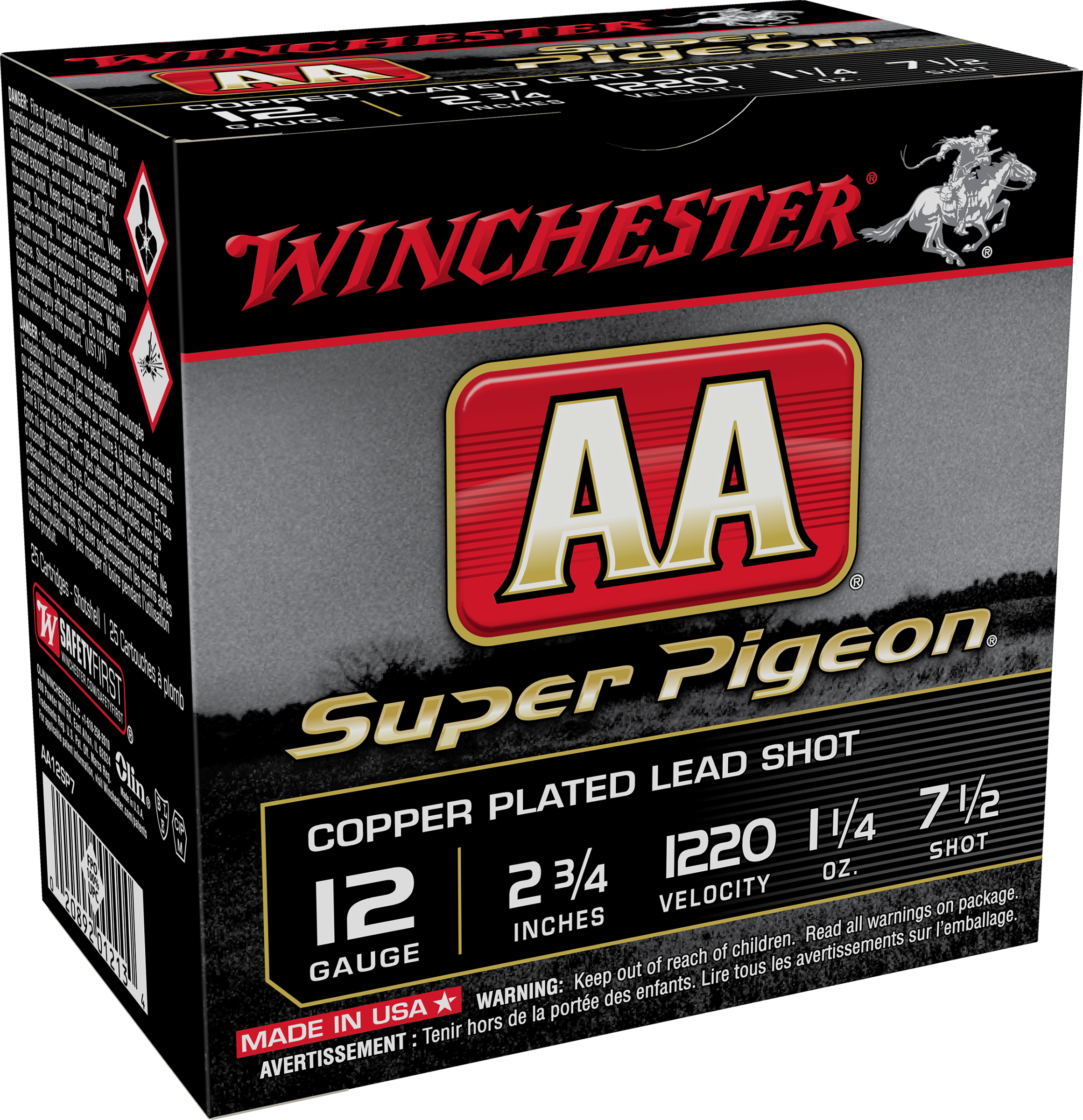 Winchester Ammo AA12SP7 AA Super Pigeon 12 Gauge 2.75" 1 1/4 oz 1220 fps 7.5 Shot 25ea