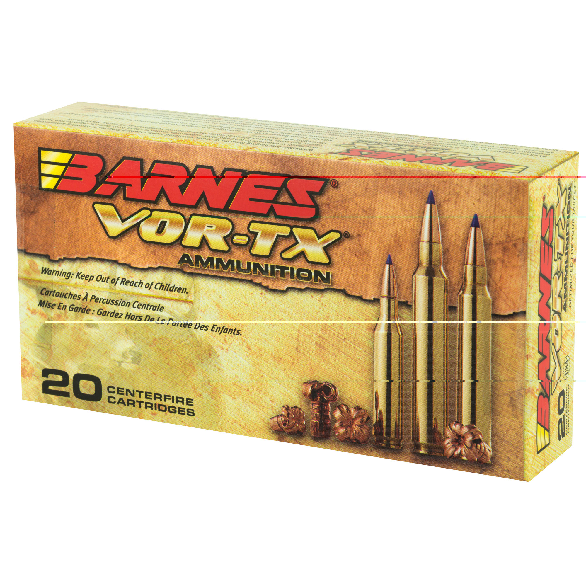 Barnes VOR-TX Ammunition 308 Winchester 130 Grain TTSX Polymer Tipped Spitzer Boat Tail Lead-Free 20RD