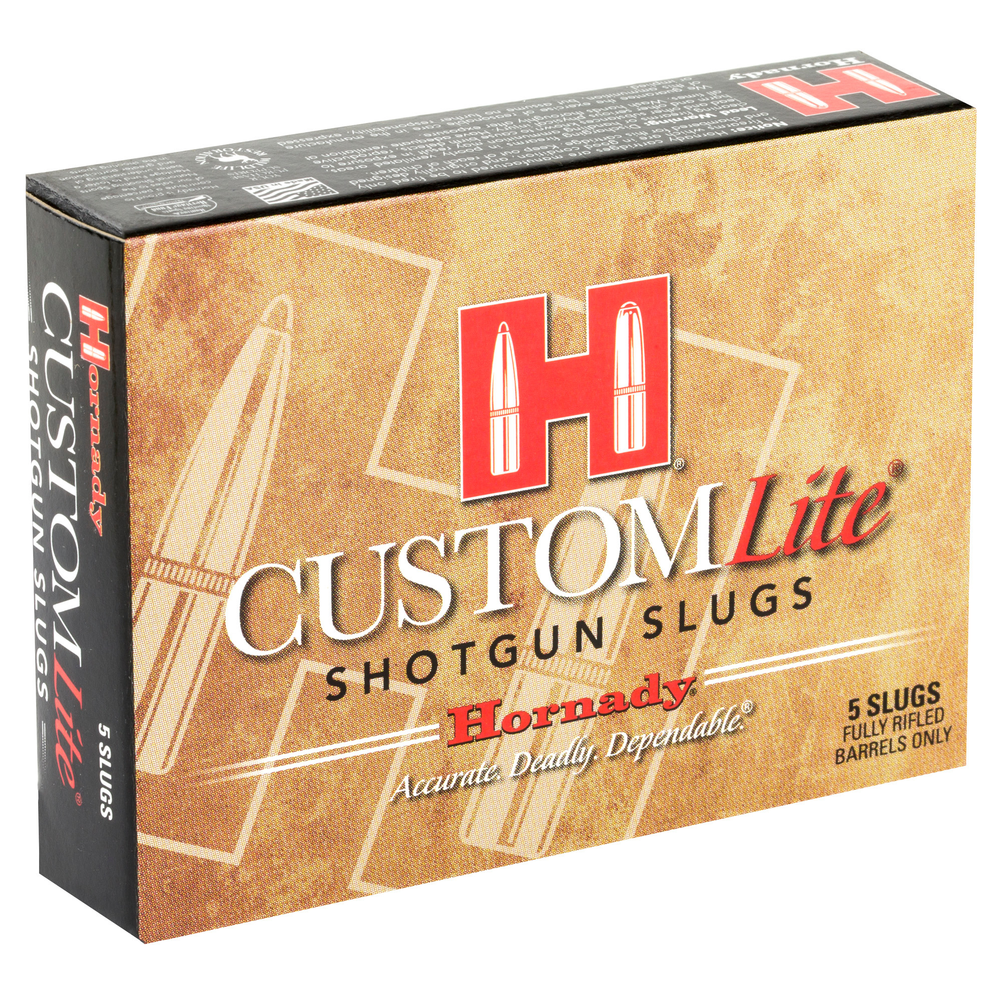 Hornady Custom Lite Ammunition 12 Gauge 2-3/4" 300 Grain FTX Sabot Slug Box of 5
