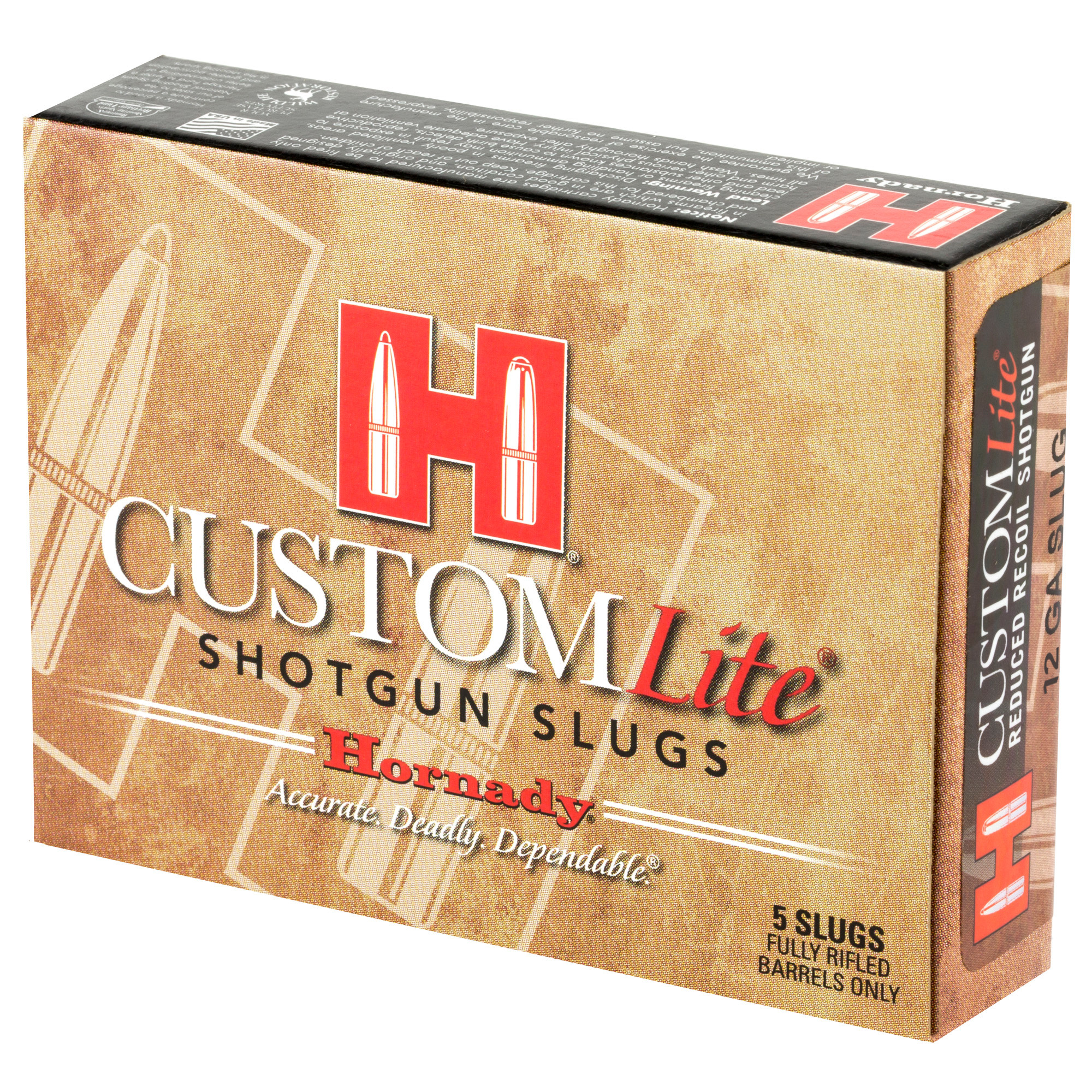 Hornady Custom Lite Ammunition 12 Gauge 2-3/4" 300 Grain FTX Sabot Slug Box of 5