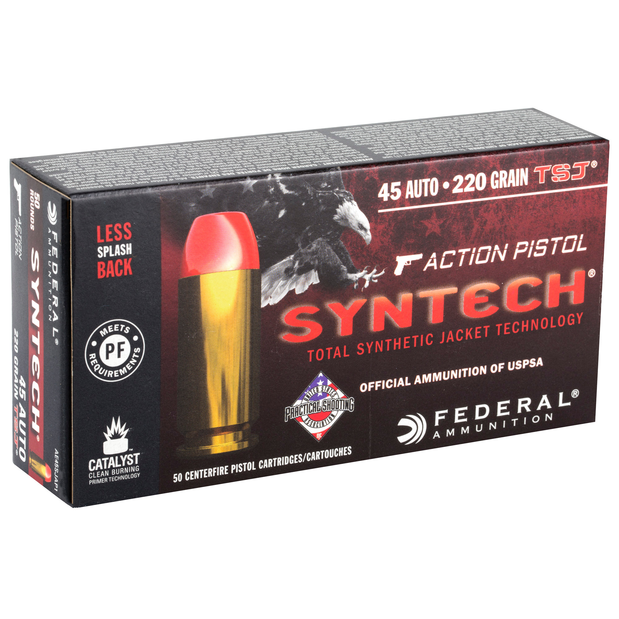 Federal AE45SJAP1 American Eagle Syntech Action Pistol45 ACP 220 gr Total Syntech Jacket Flat Nose (TSF) 50rd Bx