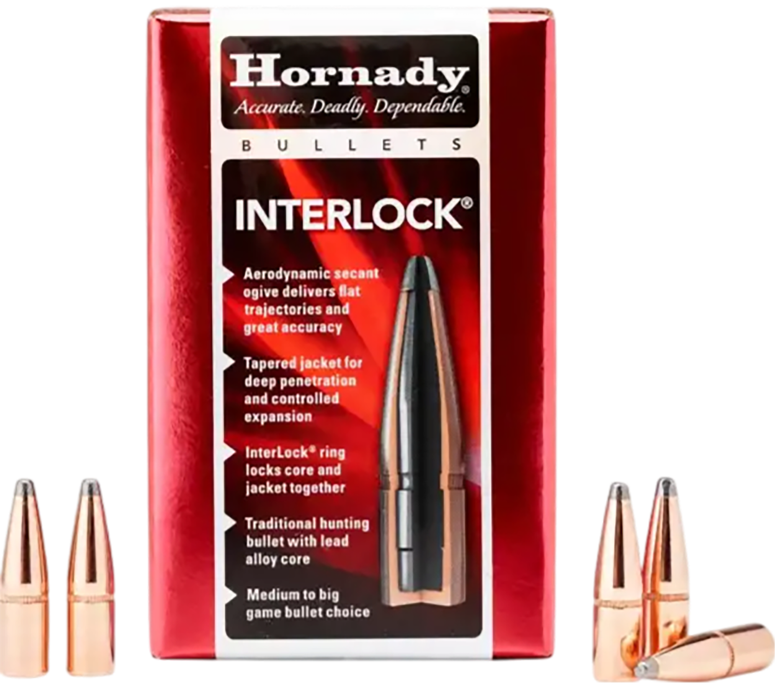 Hornady InterLock Bullets 284 Caliber, 7mm (284 Diameter) 154 Grain Spire Point Box of 100