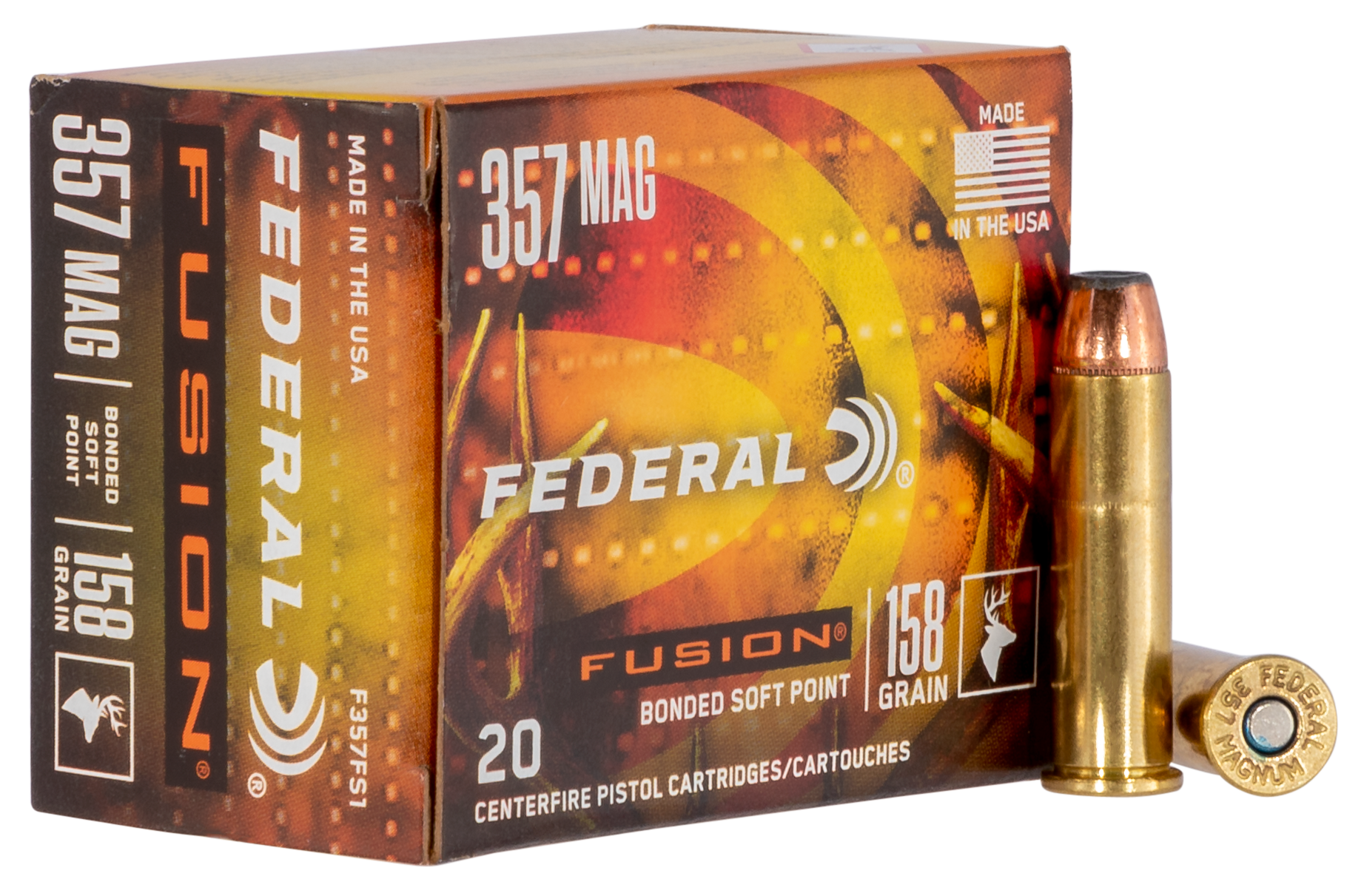 Federal F357FS1 Fusion Handgun 357 Mag 158 gr Fusion Soft Point 20 Per Box/ 10 Cs