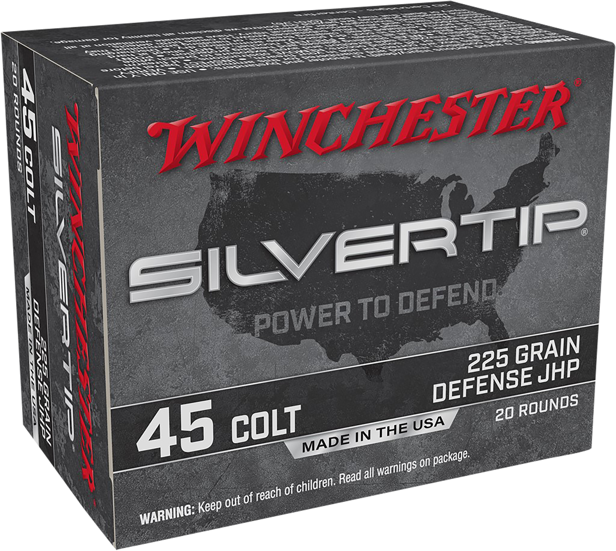 Winchester Ammo W45CST Silvertip Defense 45 Colt 225 gr Jacketed Hollow Point (JHP) 20 Per Box/ 10 Cs