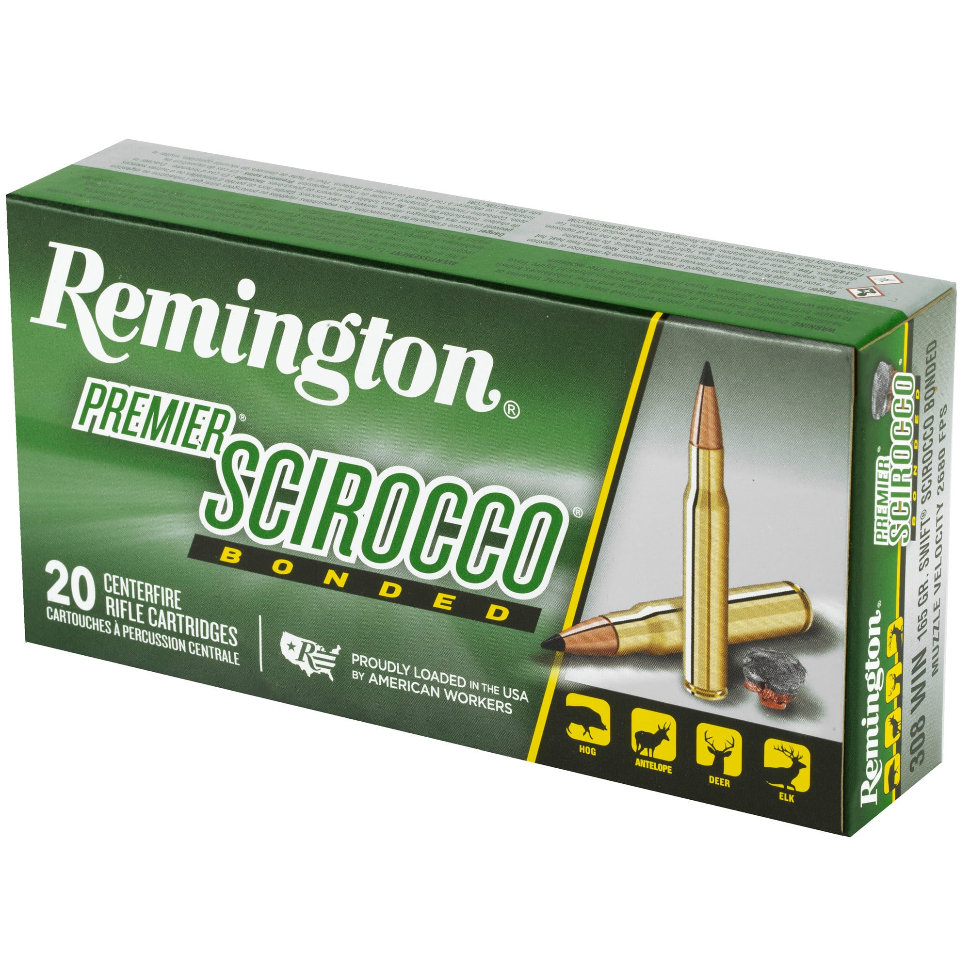 Remington Premier Ammunition 308 Winchester 165 Grain Swift Scirocco II 20RD