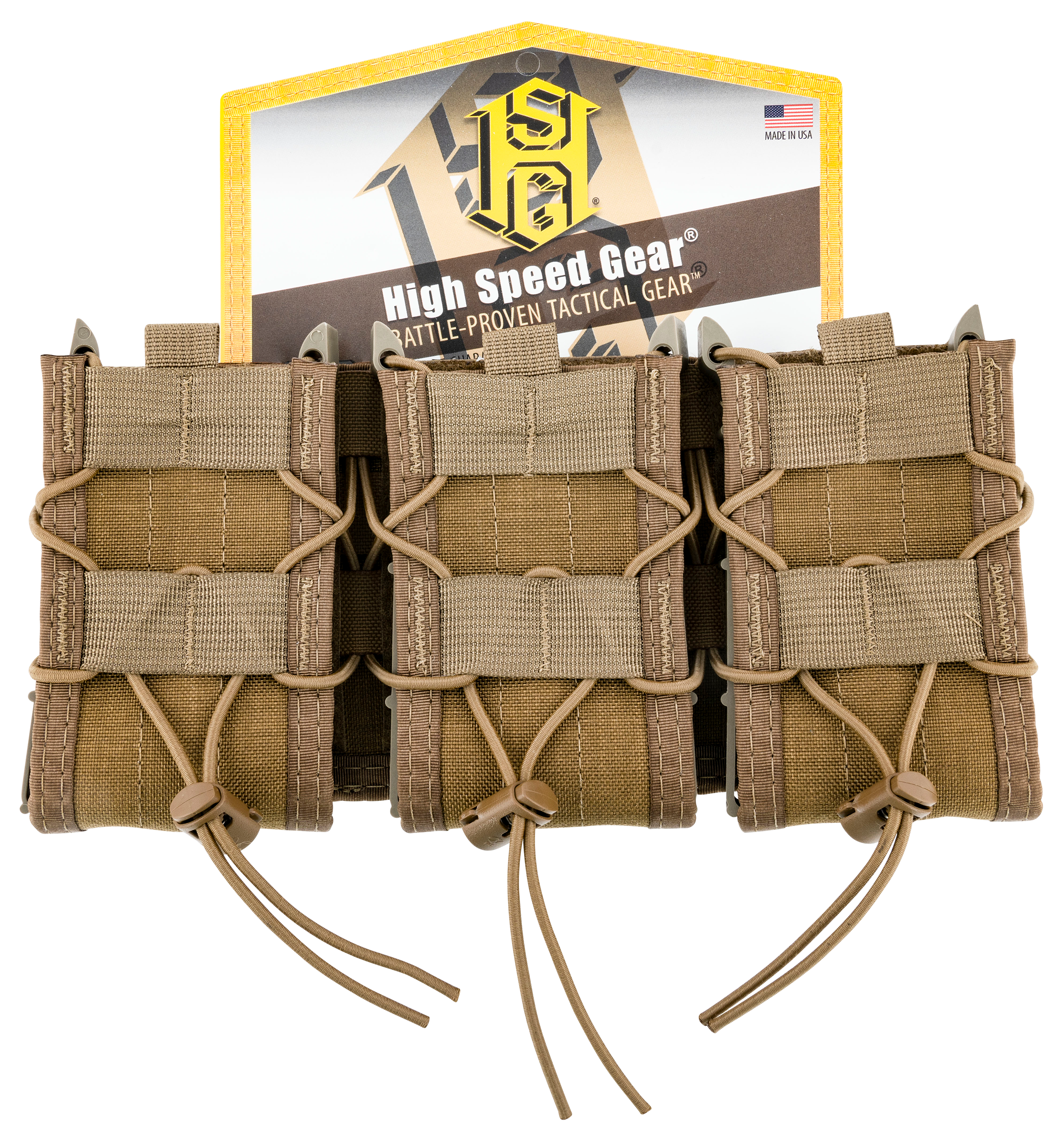 High Speed Gear 45TA00CB TACO Shingle Mag Pouch Triple Coyote Brown Nylon MOLLE Compatible w/ Rifle