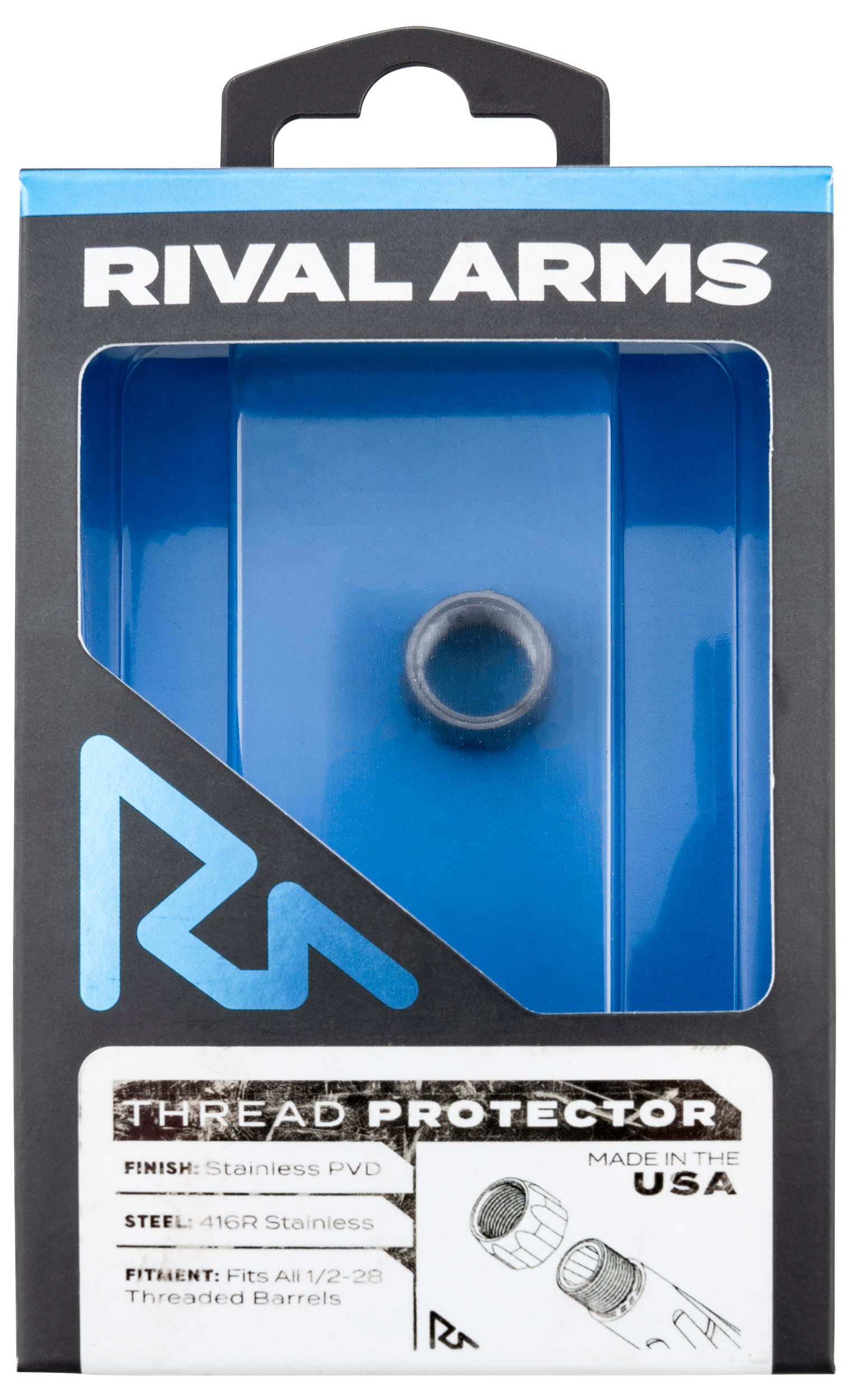 Rival Arms Fluted Thread Protector 9mm 1/2"-28 Thread Stainless Steel