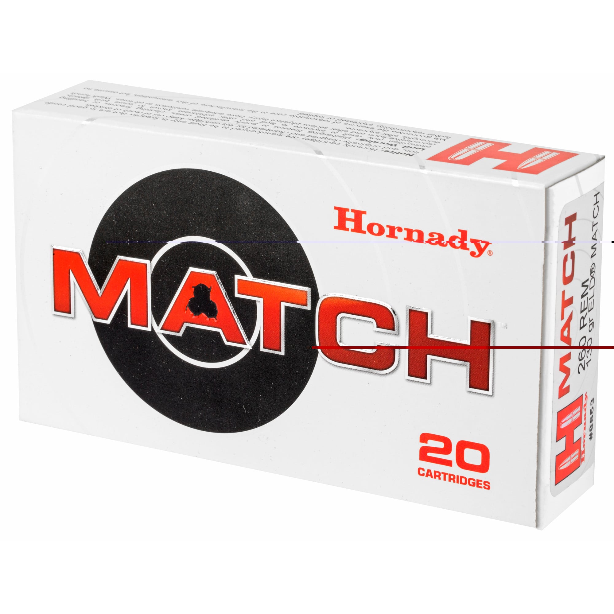 Hornady Match Ammunition 260 Remington 130 Grain ELD Match 20RD