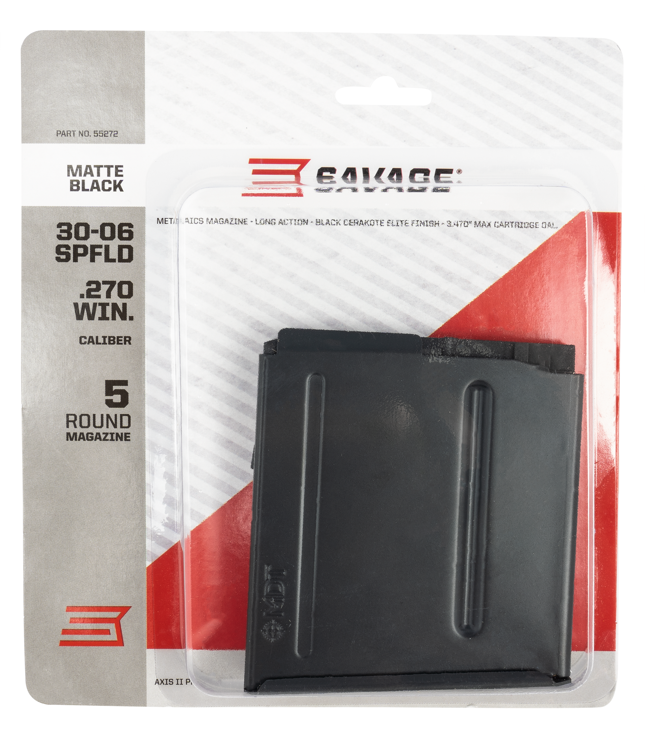 Savage Arms 55272 Axis II5rd 270 Win 30-06 Springfield For Savage Axis II Precision Matte Black Steel
