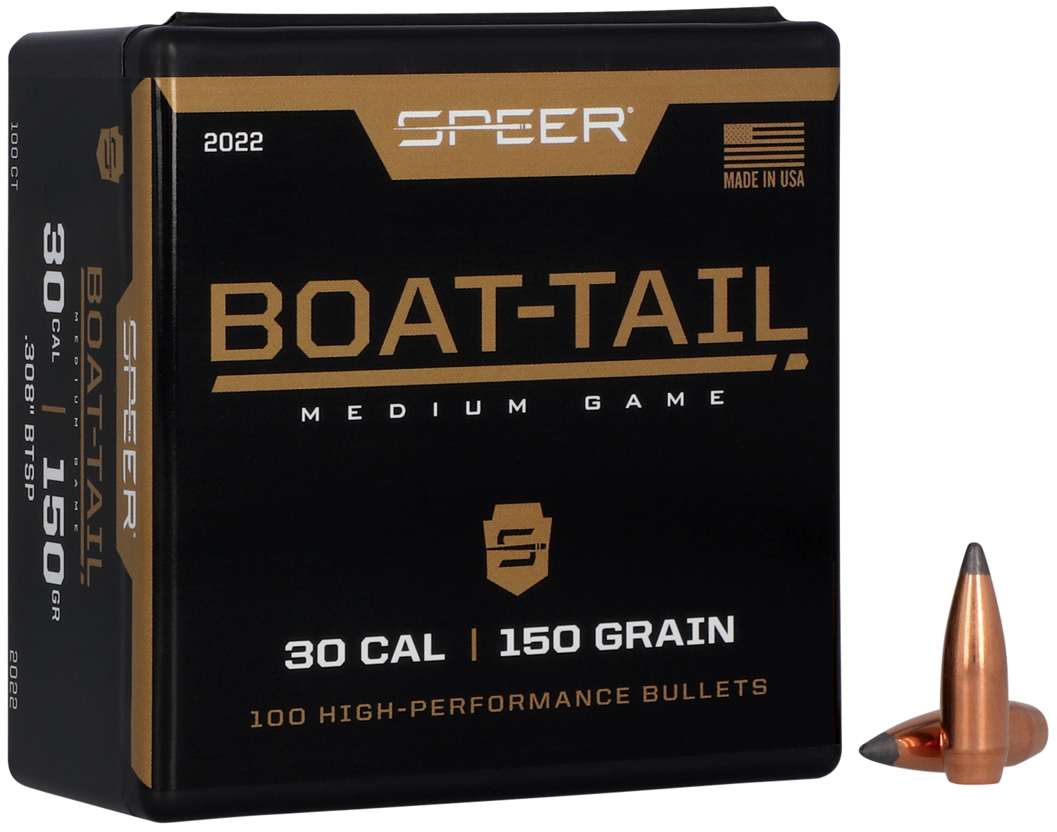 Speer Bullets 30 Caliber (308 Diameter) 150 Grain Spitzer Boat Tail Box of 100