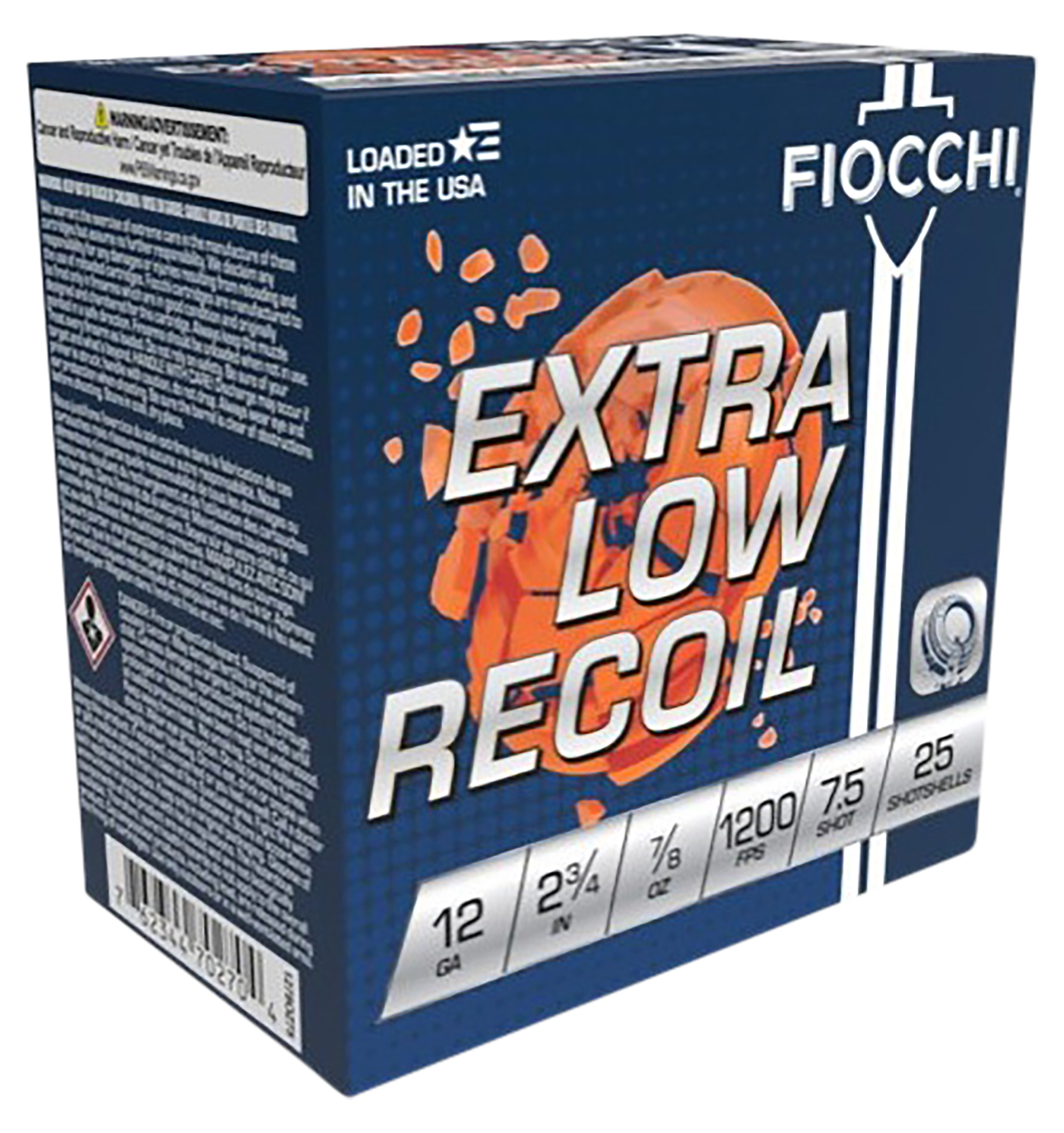 Fiocchi 1278OZ75 Exacta Target Low Recoil Trainer 12 Gauge 2.75" 7/8 oz 1200 fps 7.5 Shot 25ea