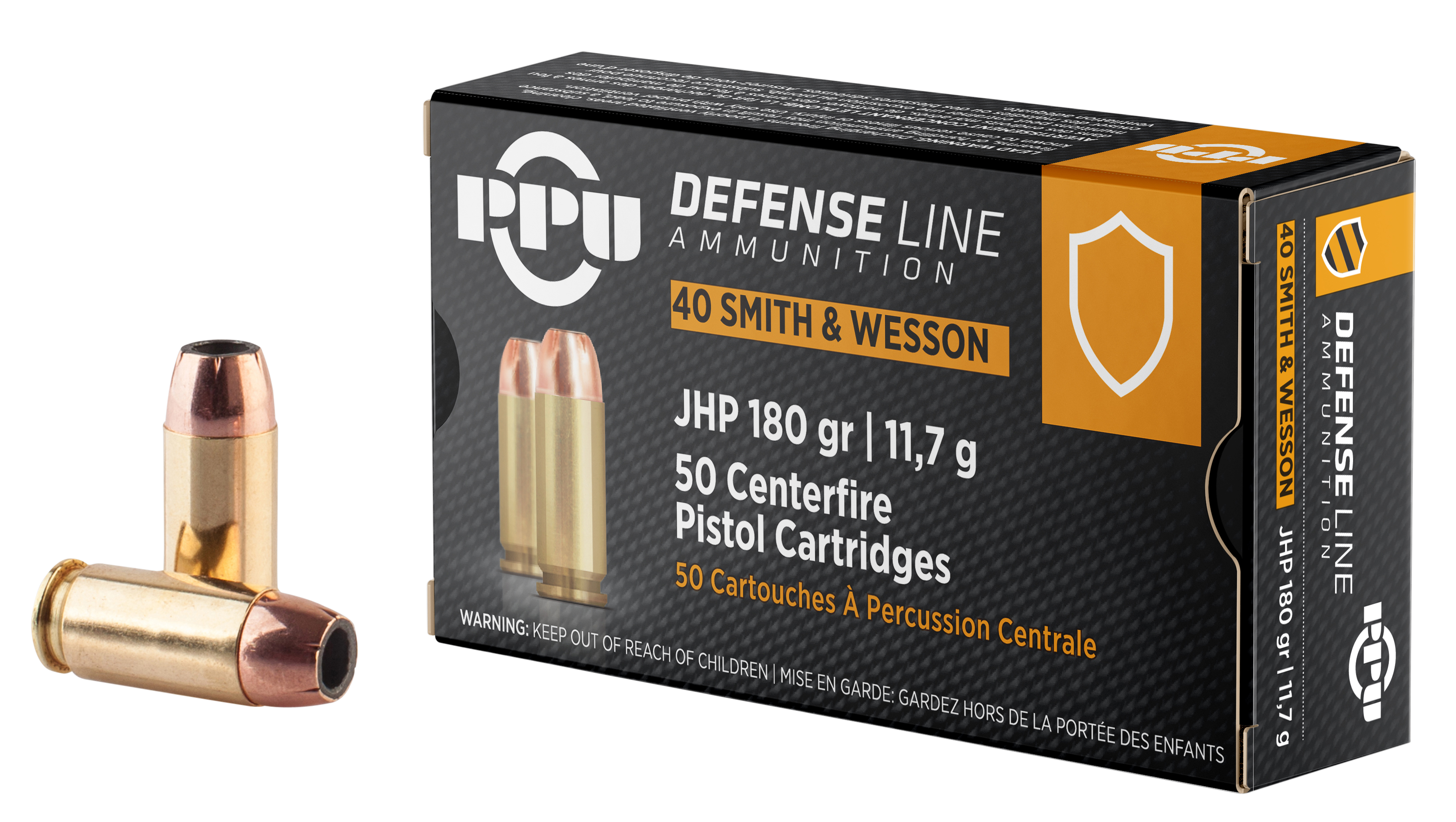PPU PPD40 Defense Handgun 40 S&W 180 gr Jacketed Hollow Point (JHP) 50rd Bx