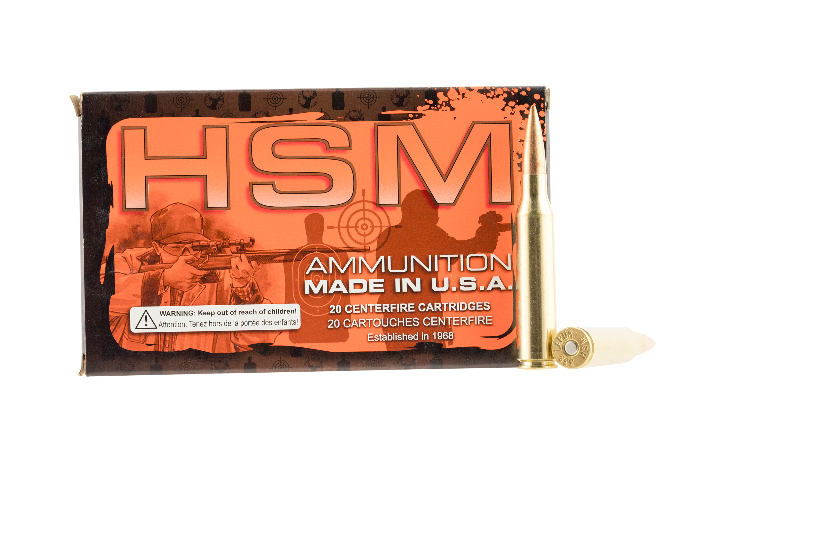 HSM 338LAP2N68 Match Target 338 Lapua Mag 250 gr SMBTHP20 Per Box/ 20 Cs