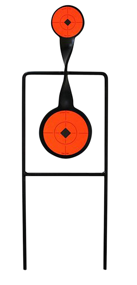 Birchwood Casey 46221 World of Targets Sharpshooter Spinner Rimfire Pistol/Rifle AR500 Steel Black/Orange Bullseye Illustration Impact Enhancement Motion