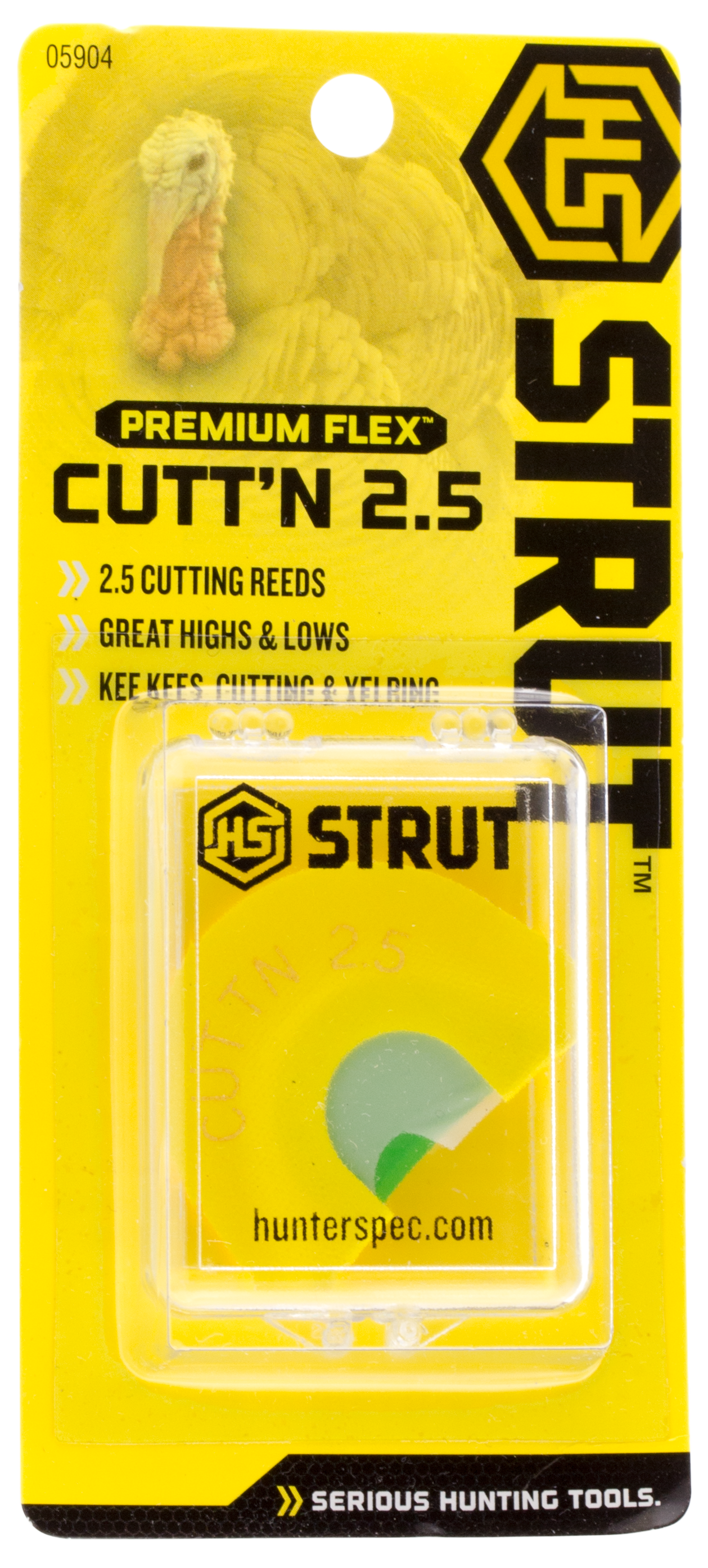 HS Strut 05904 Cuttn 2.5Diaphragm Call Double Reed Attracts Turkeys Yellow