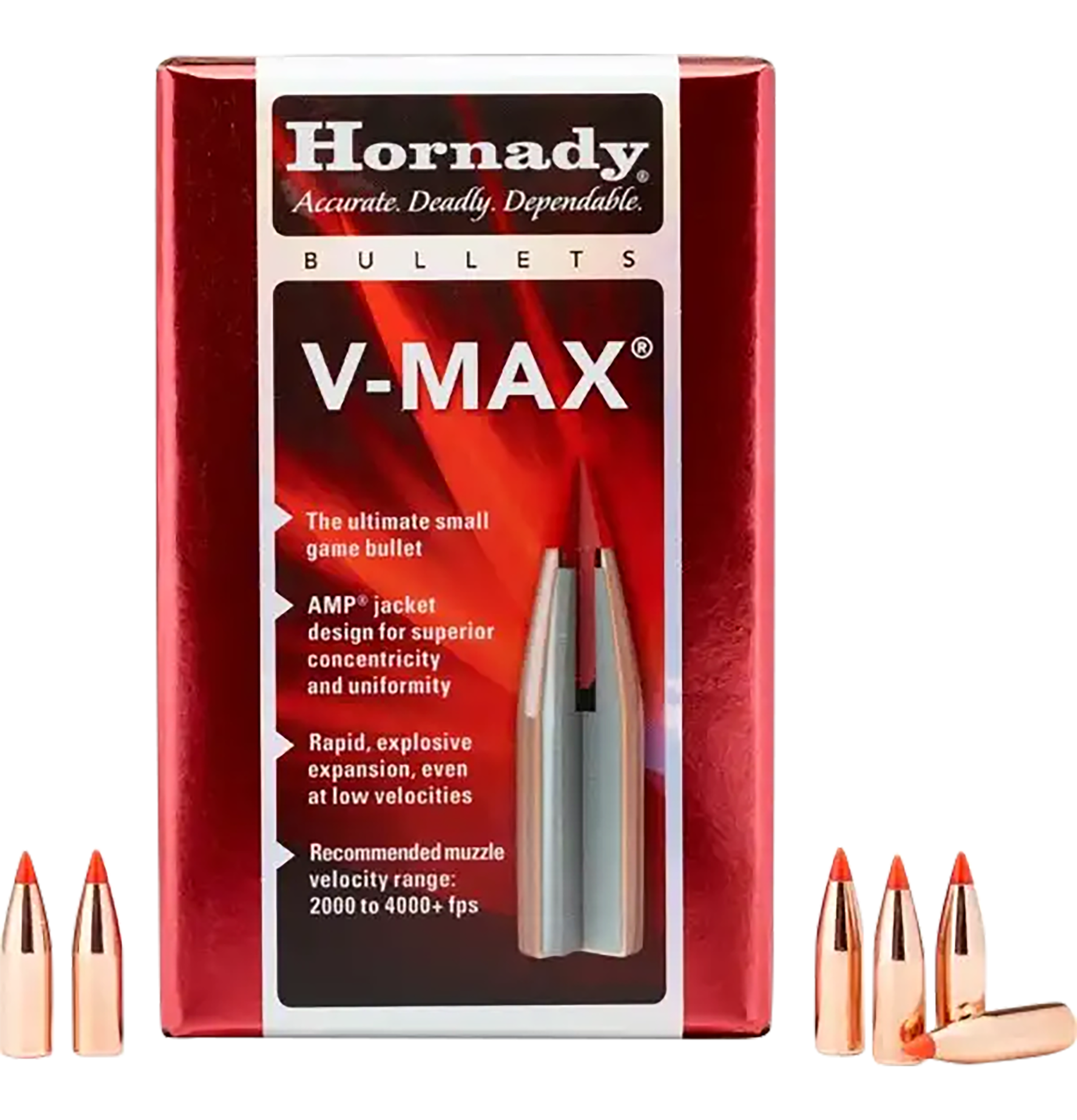 Hornady V-MAX Bullets 243 Caliber, 6mm (243 Diameter) 75 Grain Boat Tail Box of 100