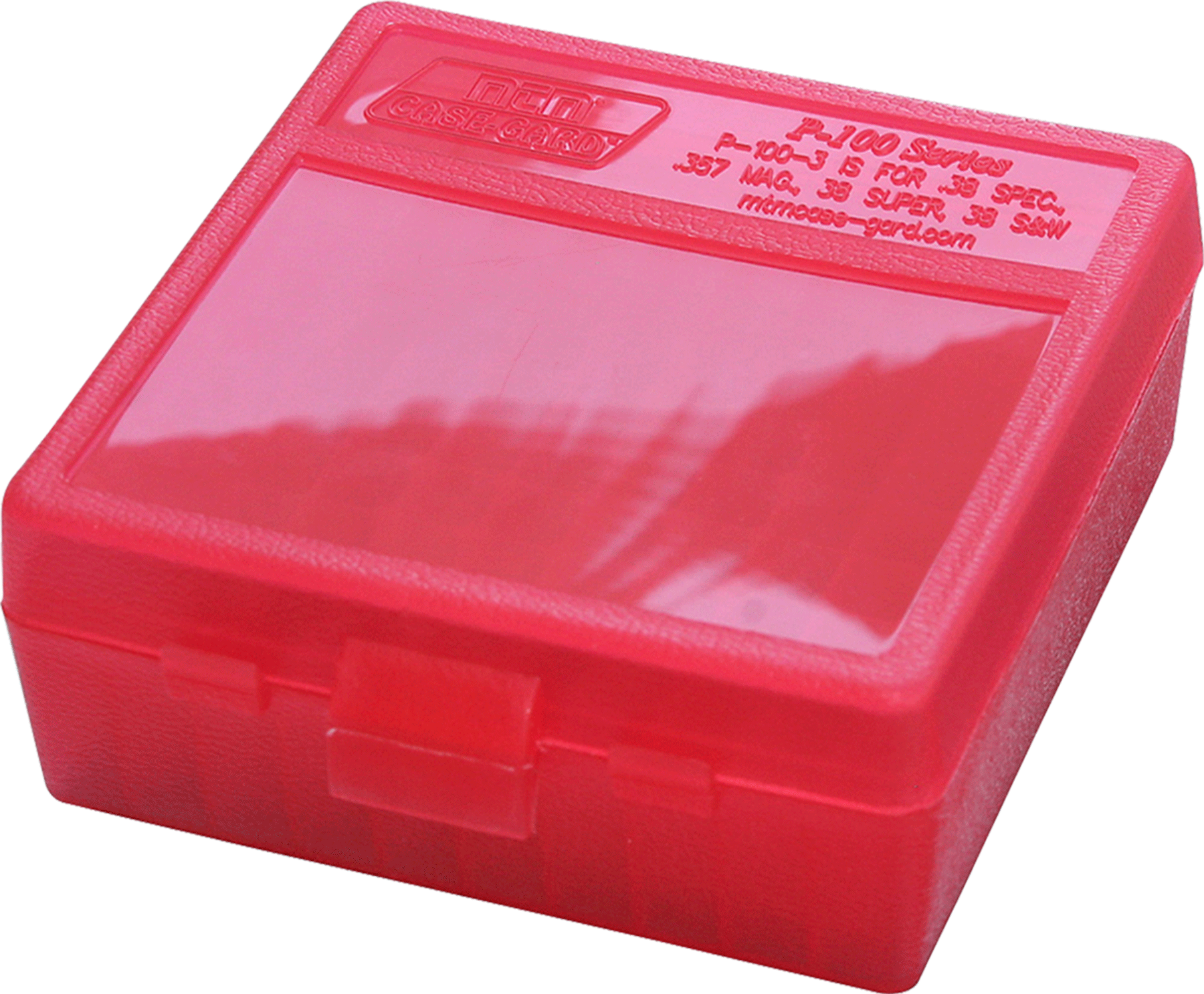 MTM Case-Gard P100329 Case-Gard P-100 Multi-Caliber Handgun Clear Red Polypropylene 100rd