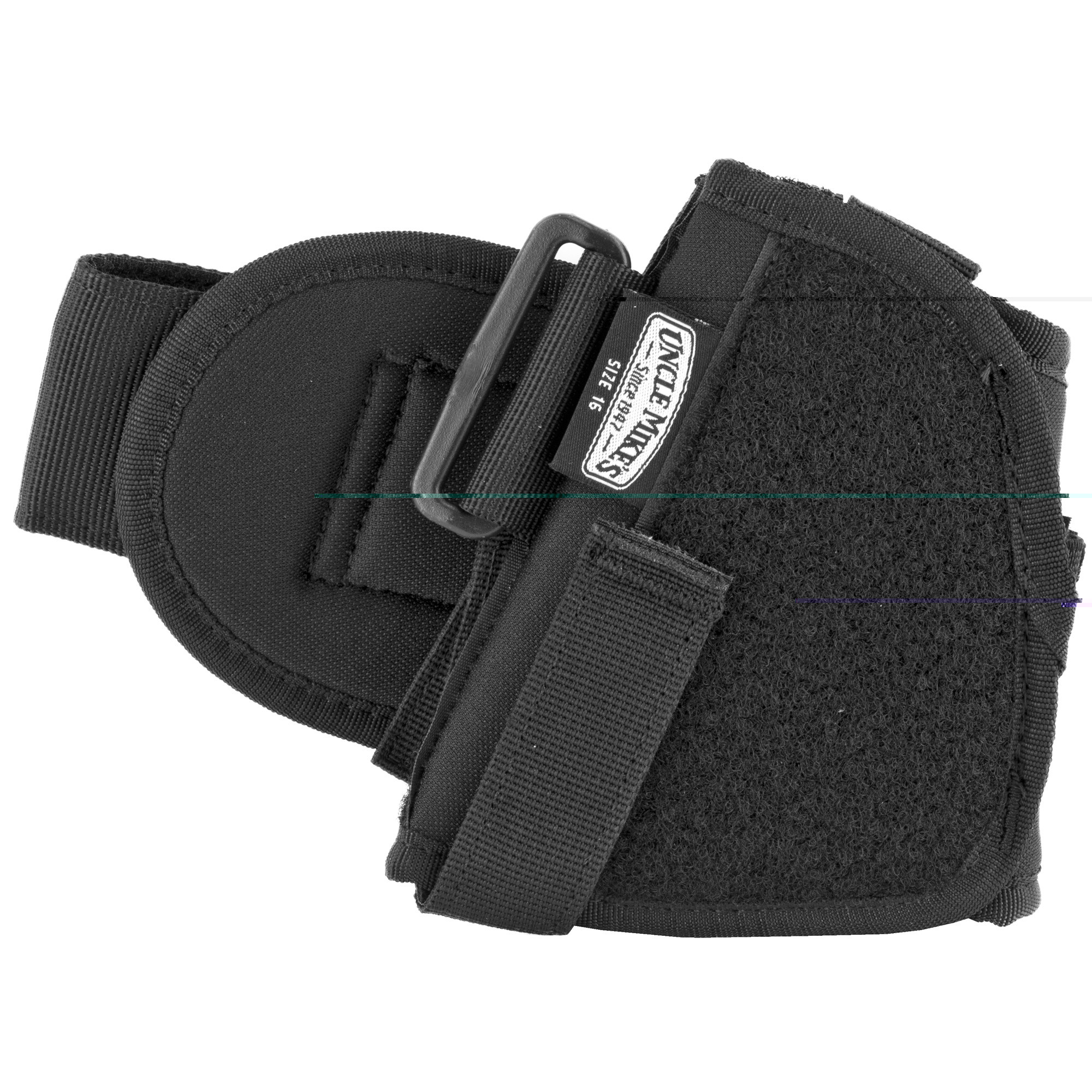 Uncle Mike's 88161 Ankle Holster Ankle Size 16 Black Kodra Nylon Velcro Fits Med/Lg Semi-Auto Fits 3.25-3.75" Barrel Right Hand
