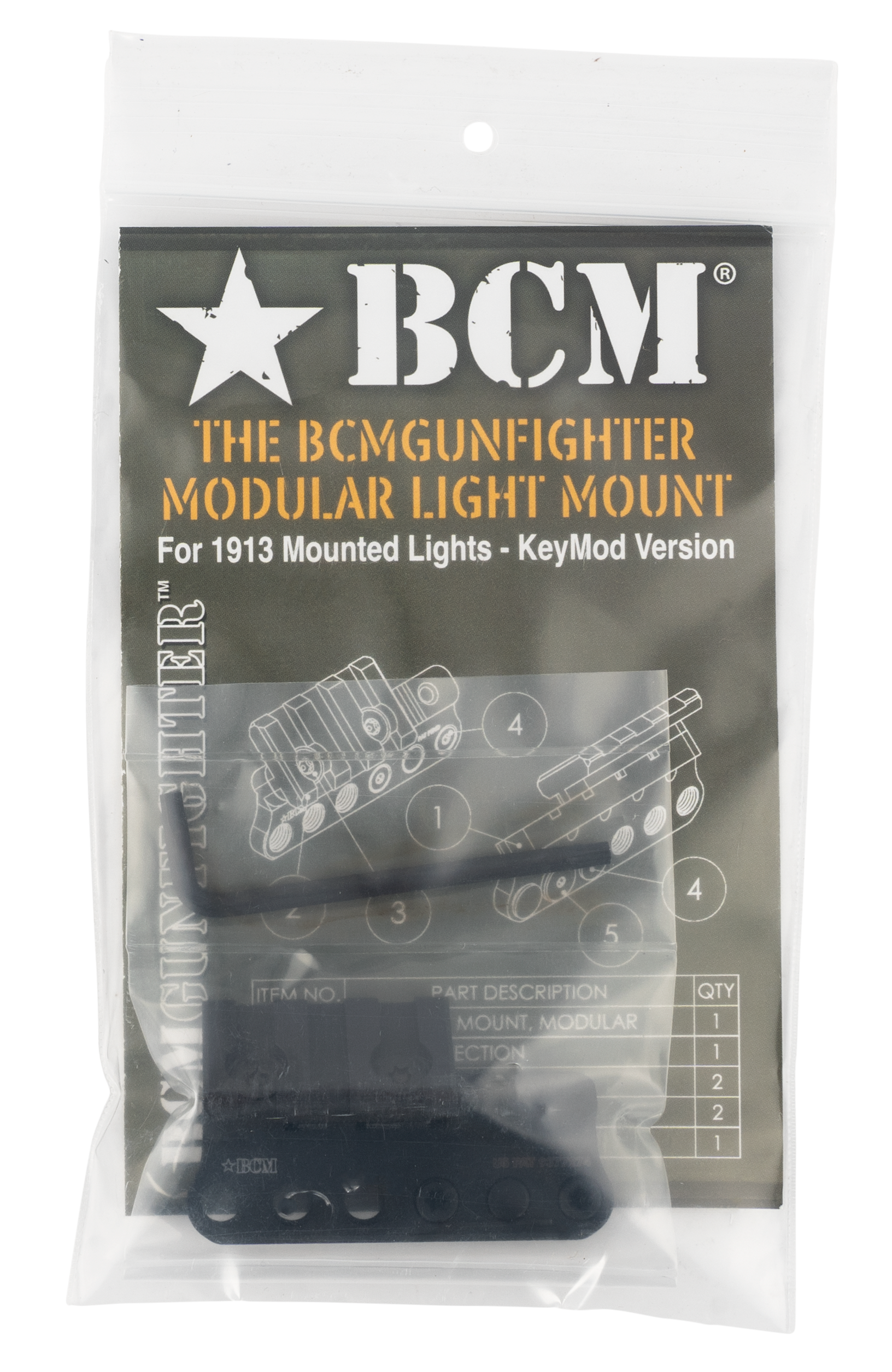 BCM 1913LMKM BCMGunfighter Modular Mount 1913 Picatinny Rail/KeyMod Black Aluminum