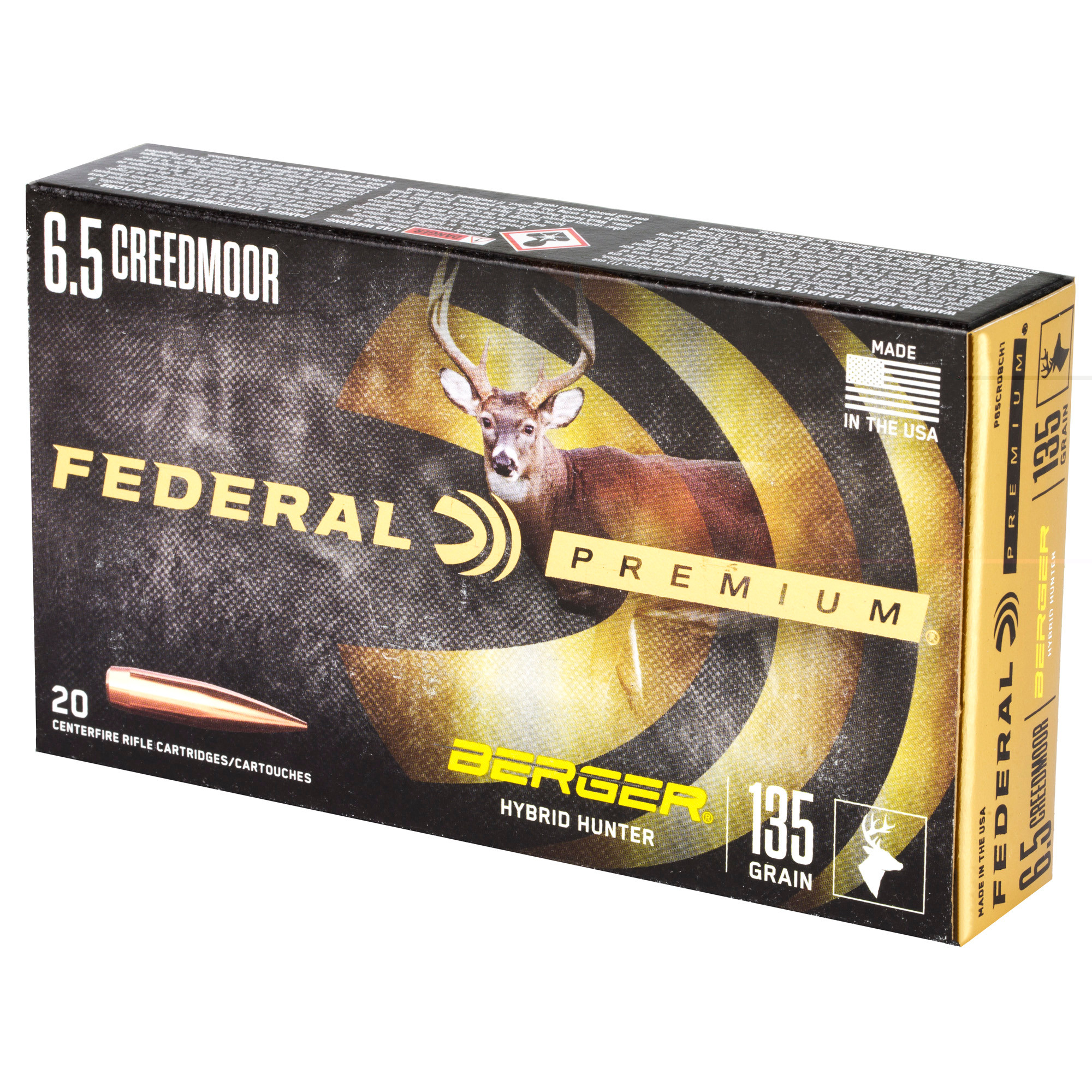 Federal Premium Ammunition 6.5 Creedmoor 135 Grain Berger Hybrid Hunter 20RD