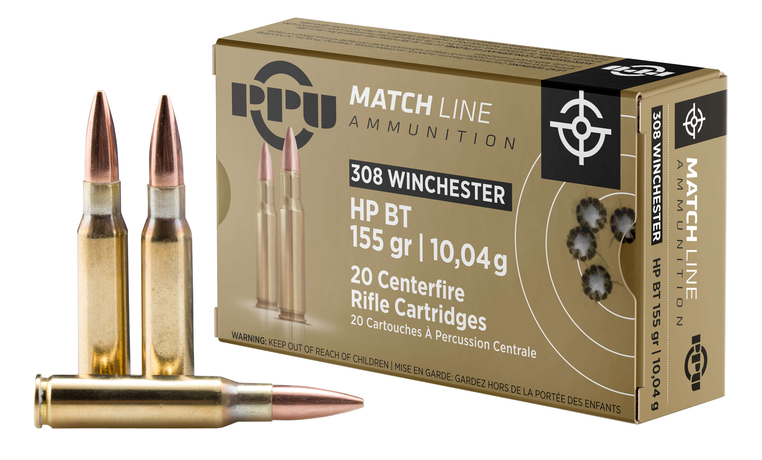 PPU PPM3081 Match Rifle 308 Win 155 gr Hollow Point Boat-Tail (HPBT) 20 Per Box/ 10 Cs