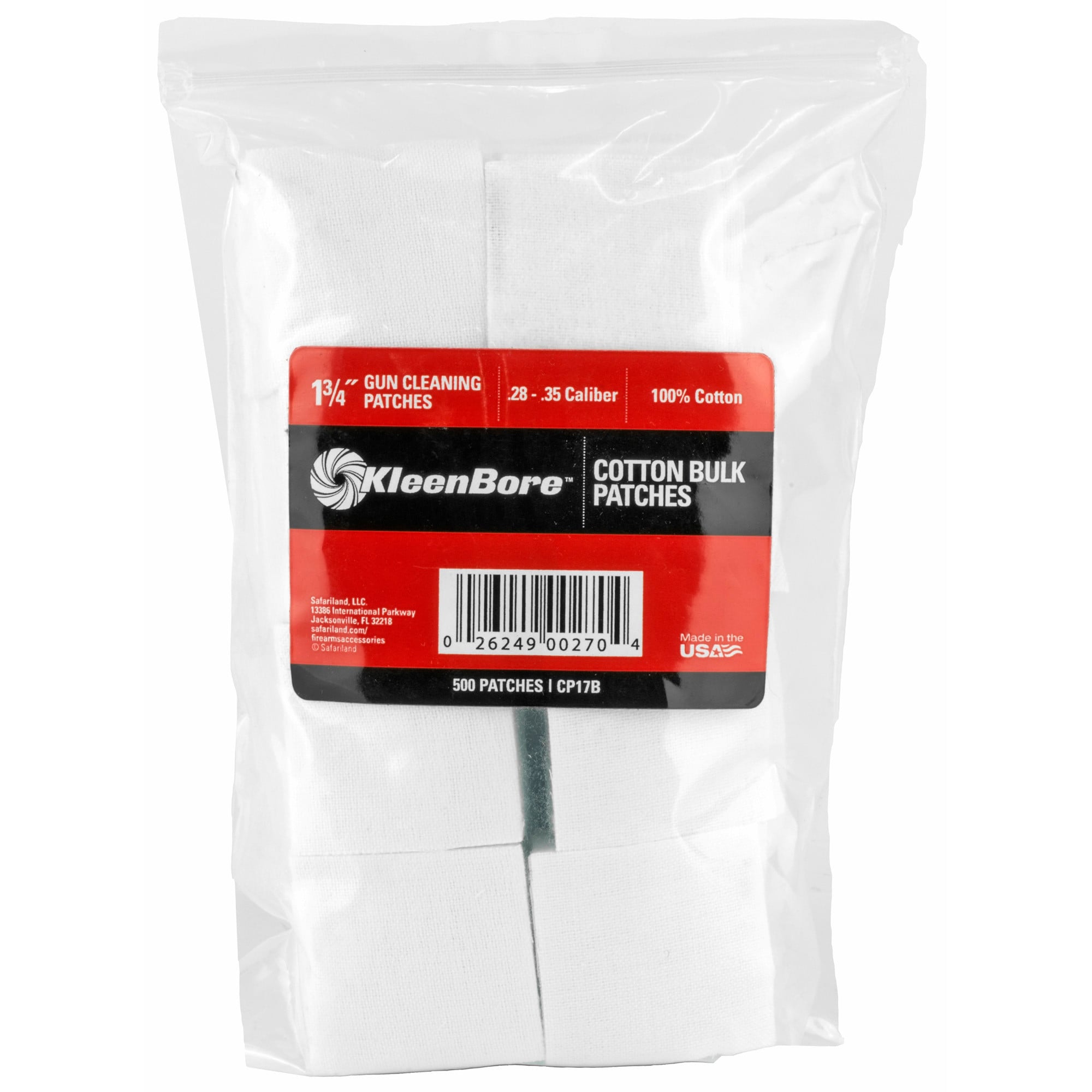 Kleen-Bore CP17B Super Shooter Cotton Patches Cleaning Patches 1.75 .28-.35 Cal in.