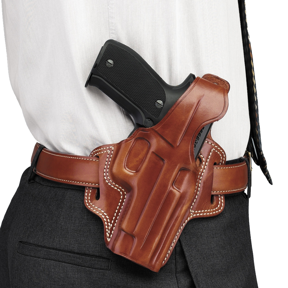 Galco FL104 FletchOWB Tan Leather Belt Slide Fits Ruger GP100 Fits S&W L Frame Right Hand