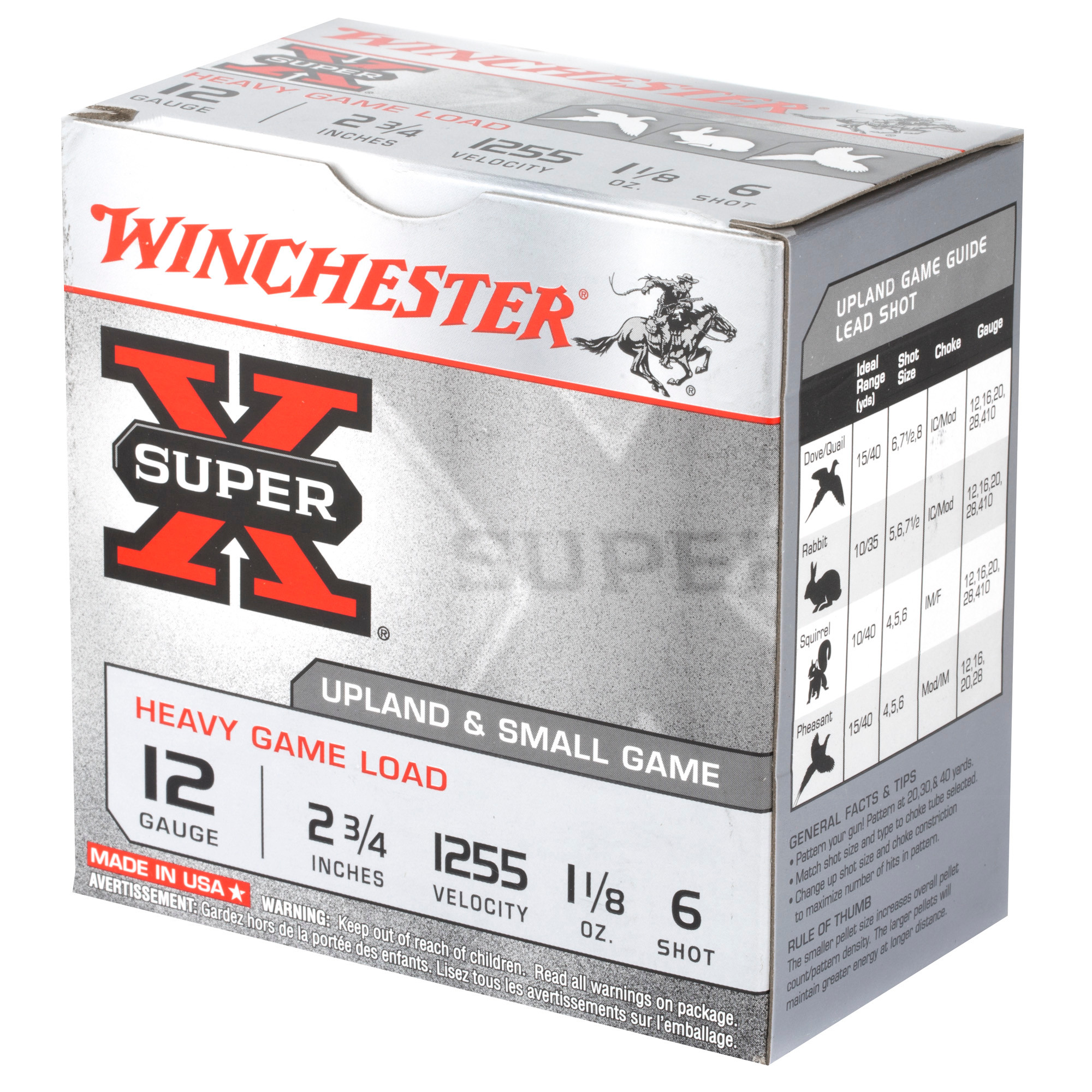 Winchester Ammo XU12H6 Super X Heavy Game Load 12 Gauge 2.75" 1 1/8 oz 1255 fps 6 Shot 25ea