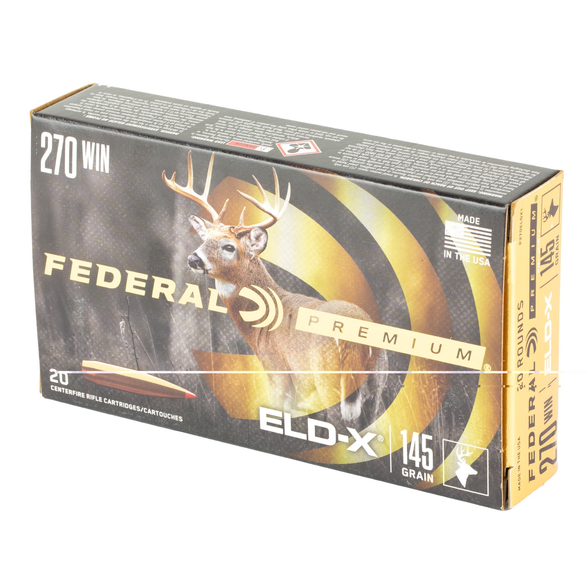 Federal Premium Ammunition 270 Winchester 145 Grain Hornady ELD-X Polymer Tip 20RD