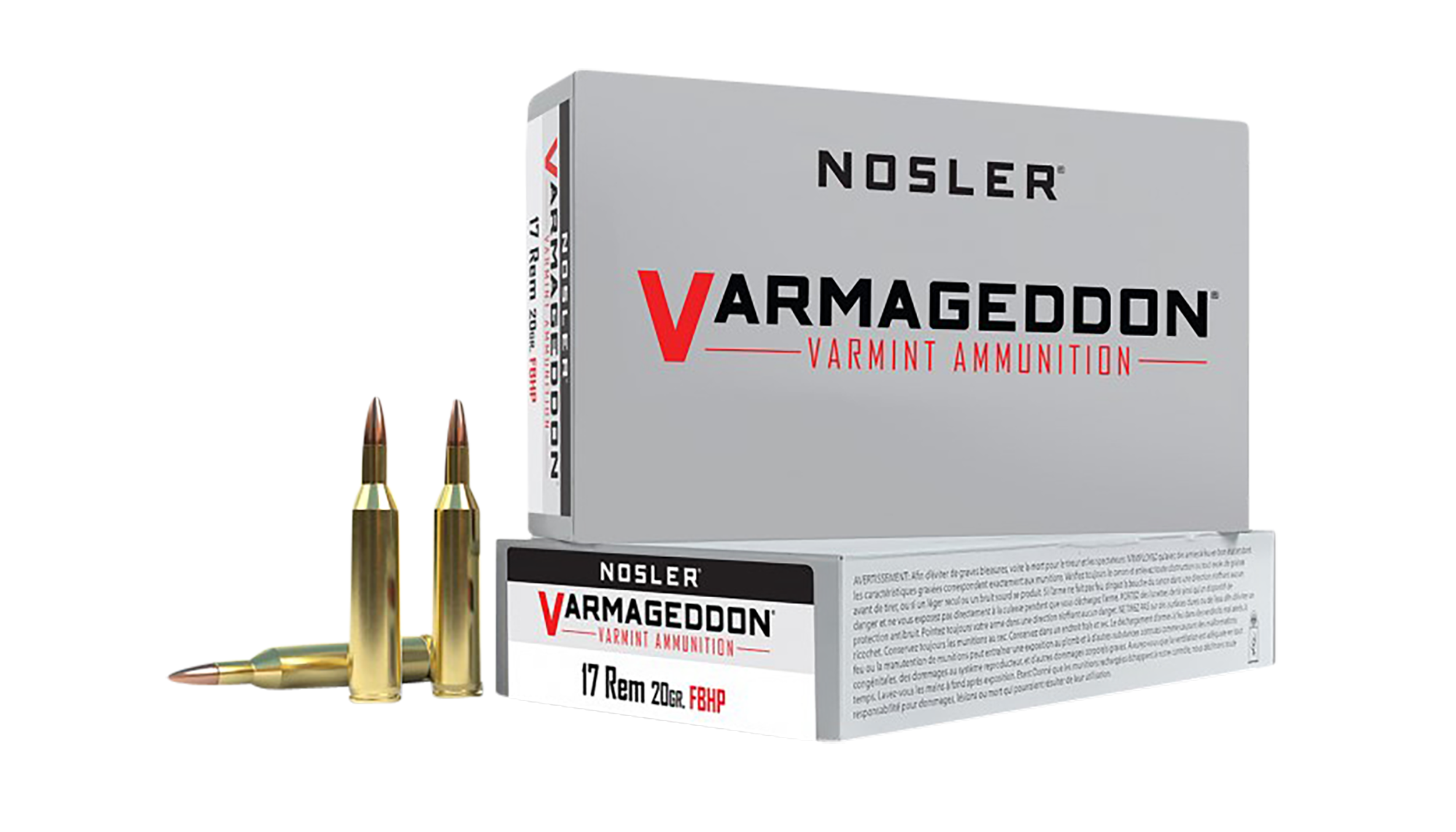 Nosler Varmageddon Ammunition 17 Remington 20 Grain Hollow Point Flat Base 20RD