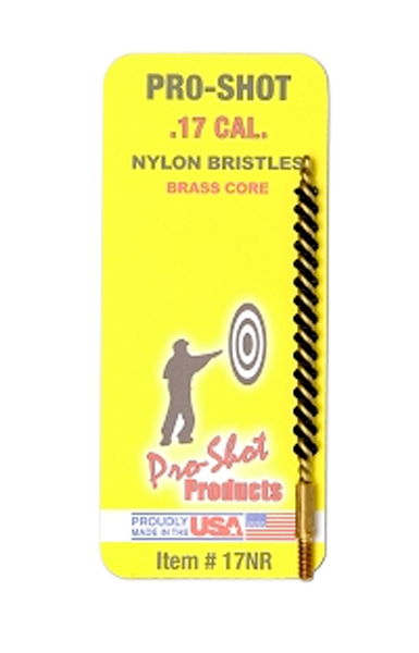 Pro-Shot 17NR Bore Brush17/177 Cal Rifle 5-40" Thread Nylon Bristles Brass Core