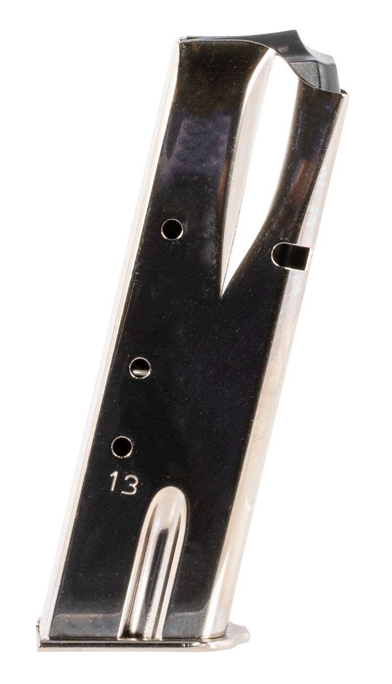 Mec-Gar MGBRHP13N StandardNickel Detachable 13rd 9mm Luger for Browning Hi-Power/Springfield SA-35