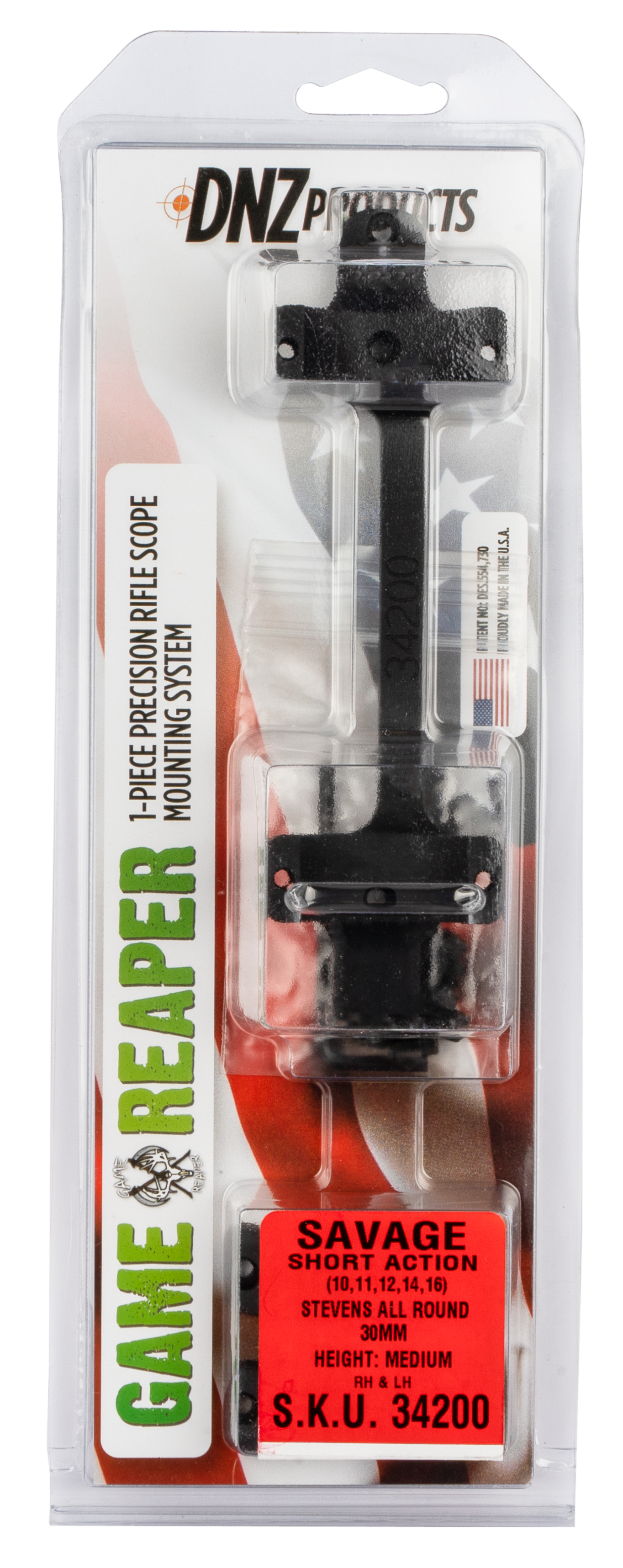 DNZ Products Game Reaper 1-Piece Scope Base with 30mm Integral Rings Savage 10 Through 16 Round Rear, Short Action Matte