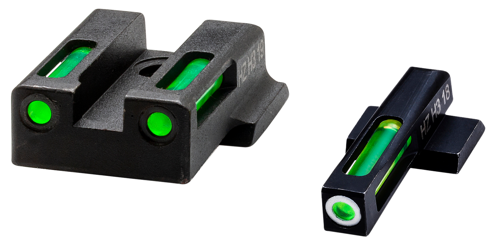 HiViz 9EZN321 LiteWave H3 Tritium/LitePipe S&W 9EZ Shield Sight SetBlack | Green Tritium with White Outline Front Sight Green Fiber Optic Rear Sight