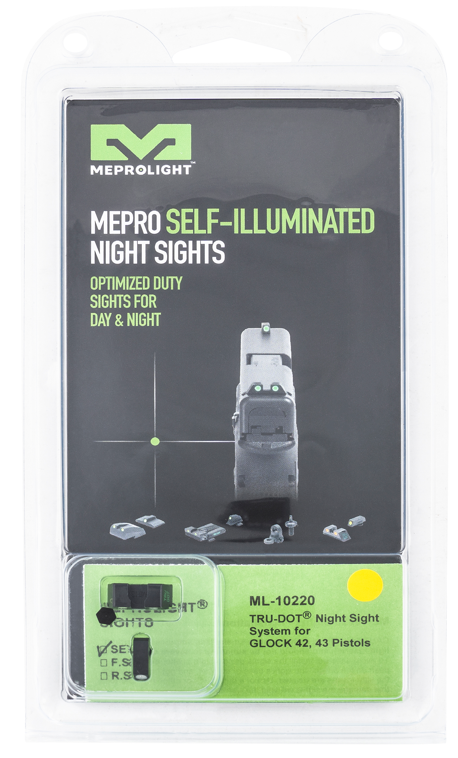 Meprolight USA 102203201 Tru-DotBlack | Green Tritium Front Sight Yellow Tritium Rear Sight Set