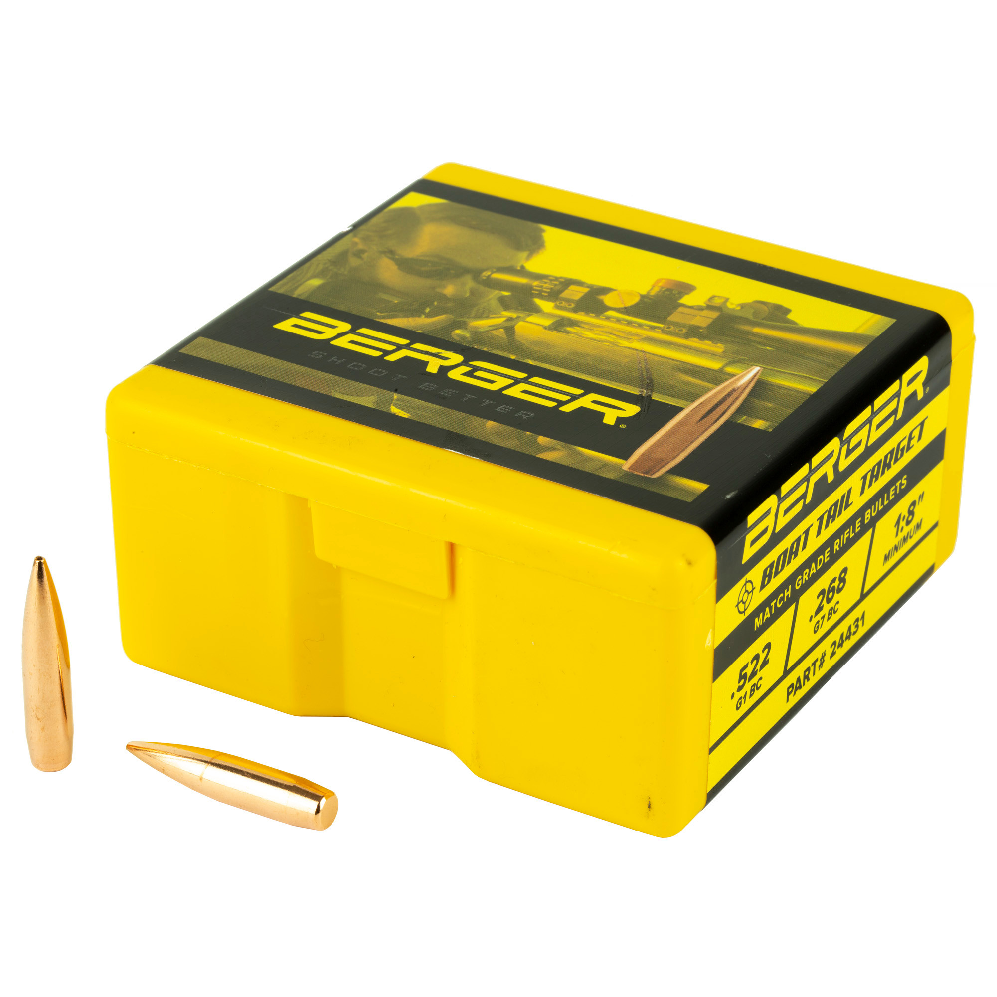 Berger Target Bullets 243 Caliber, 6mm (243 Diameter) 108 Grain Hollow Point Boat Tail