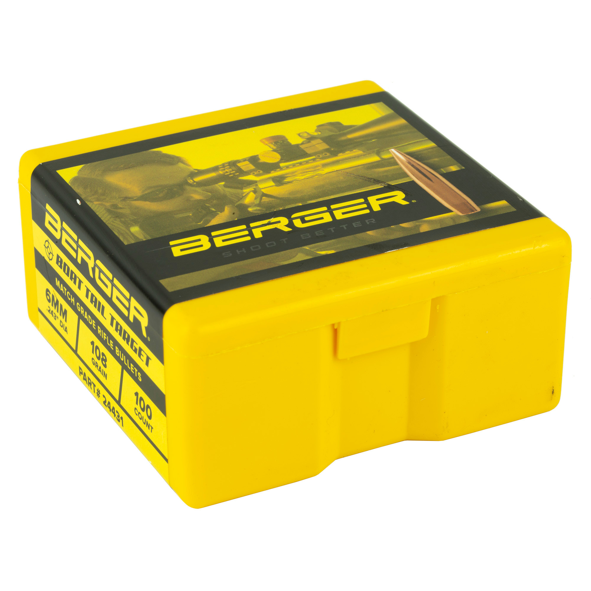 Berger Target Bullets 243 Caliber, 6mm (243 Diameter) 108 Grain Hollow Point Boat Tail