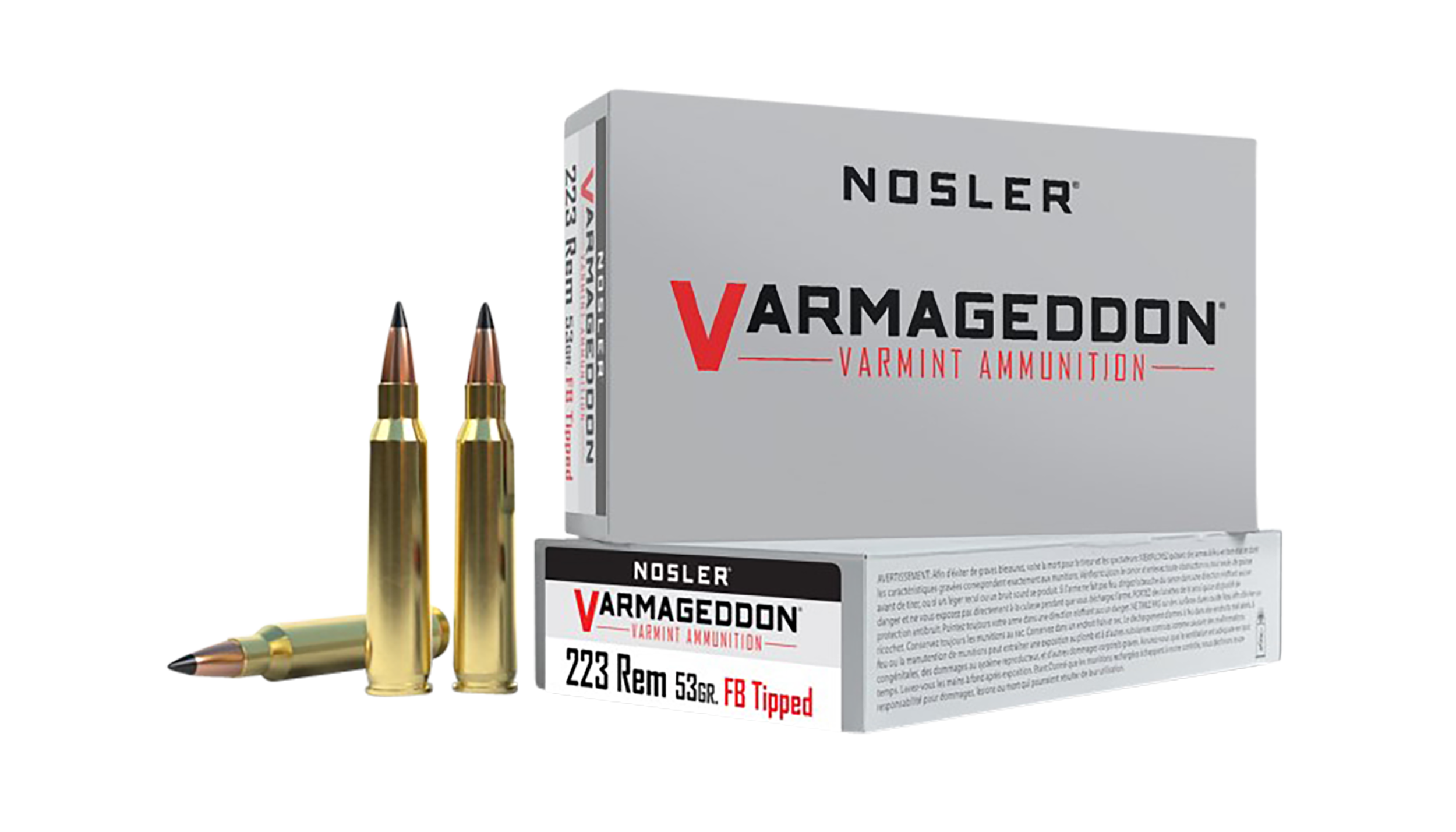Nosler Varmageddon Ammunition 223 Remington 53 Grain Polymer Tip Flat Base 20RD