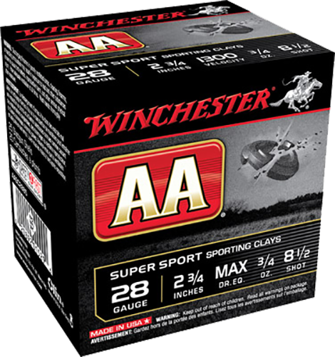 Winchester Ammo AASC2885 AA Super Sport Sporting Clay 28 Gauge 2.75" 3/4 oz 1300 fps 8.5 Shot 25ea