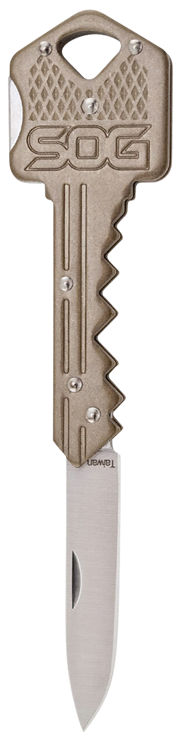 S.O.G SOGKEY102CP Key1.50" Folding Plain Drop Point Satin 5Cr13MoV SS Blade/ Brass Stainless Steel Handle