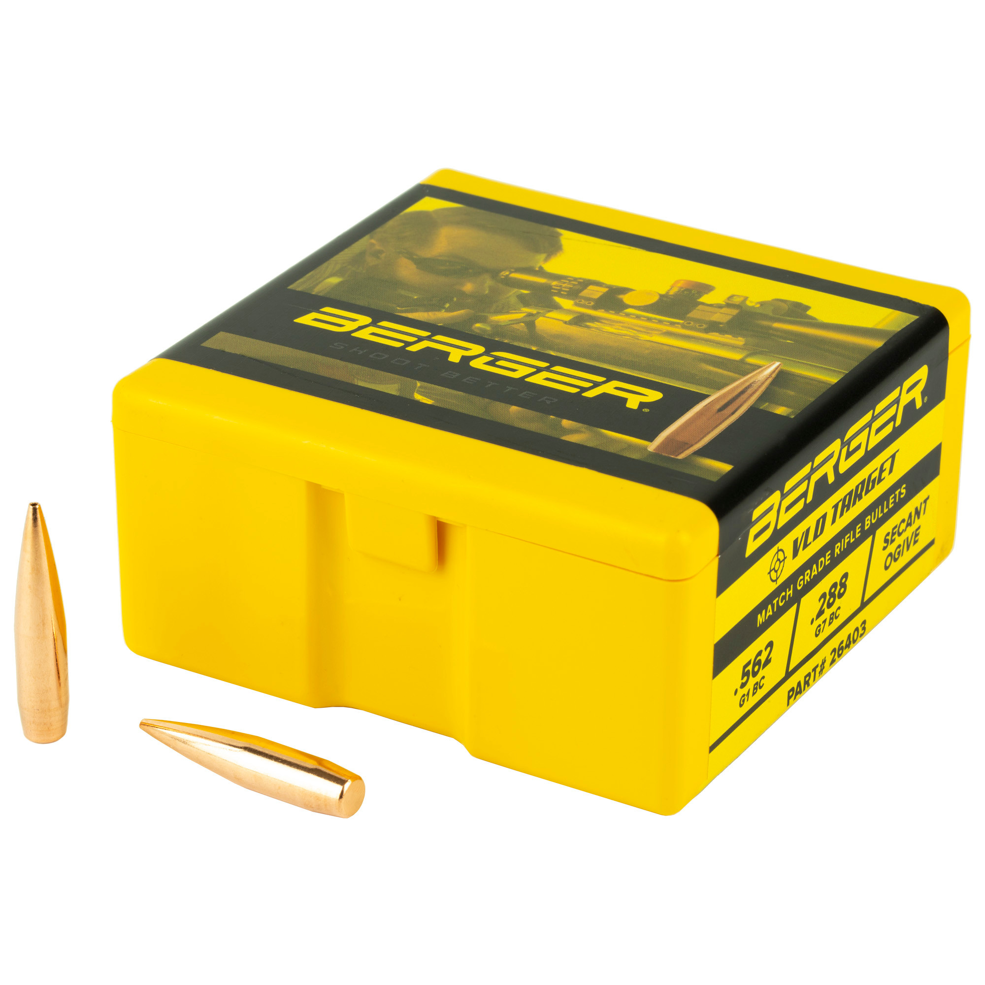 Berger Target Bullets 264 Caliber, 6.5mm (264 Diameter) 130 Grain VLD Hollow Point Boat Tail Box of 100