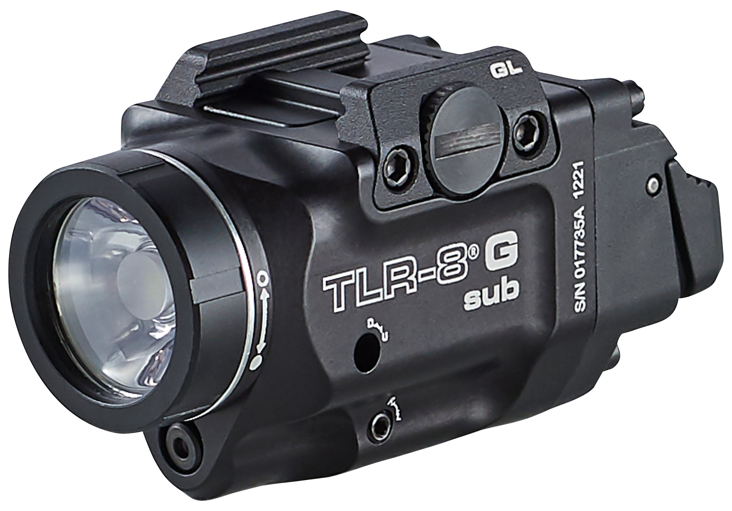 Streamlight 69431 TLR-8 Sub w/Laser Green Laser 500 Lumens 640-660nM Wavelength, Black 141 Meters Beam Distance, Fits Glock 43x/43x w/Rail/48/48x w/Rail Handgun Rail Clamp Mount