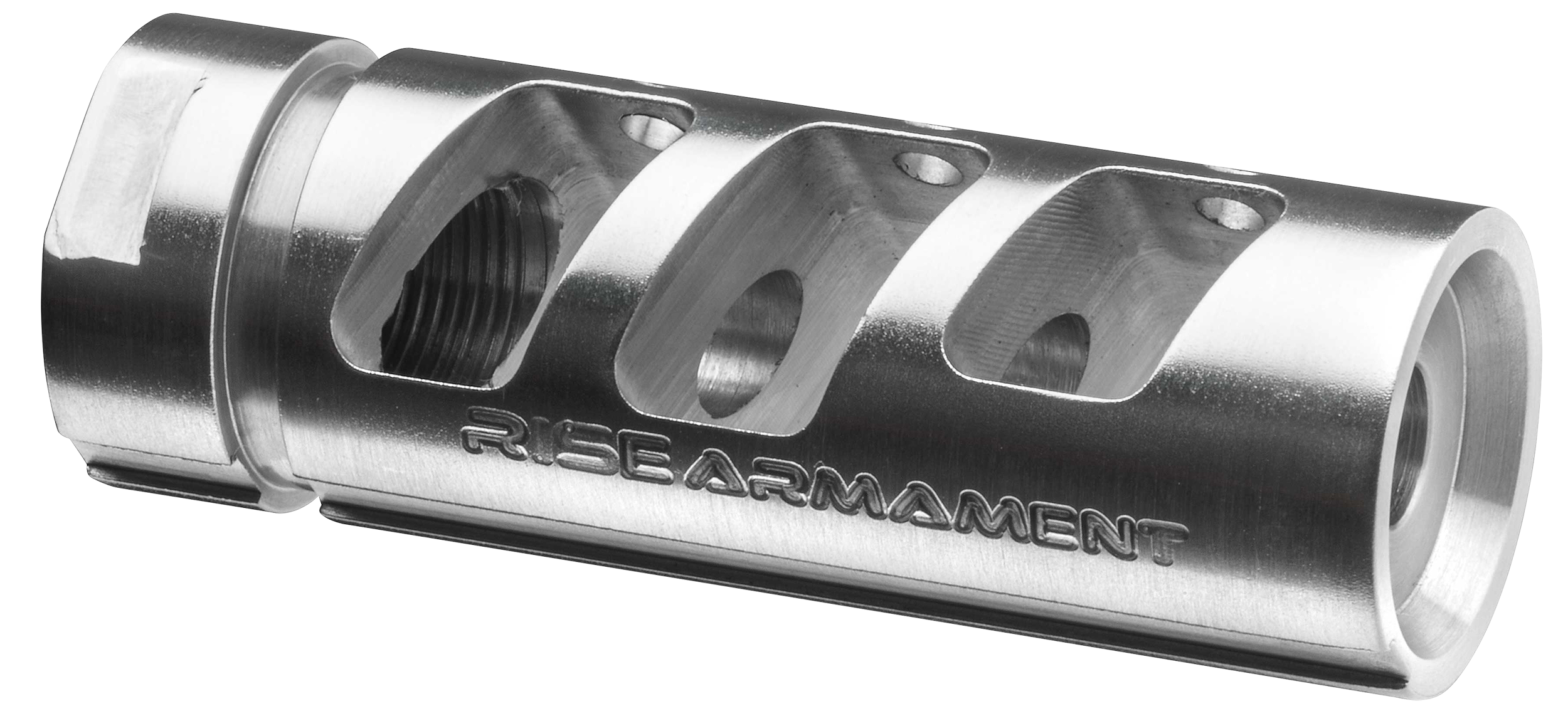 Rise Armament RA701308SLVR RA-701Silver Stainless Steel with 5/8"-24 tpi Threads & 2.50" OAL 1.35" Diameter for 7.62x51mm NATO AR-Platform