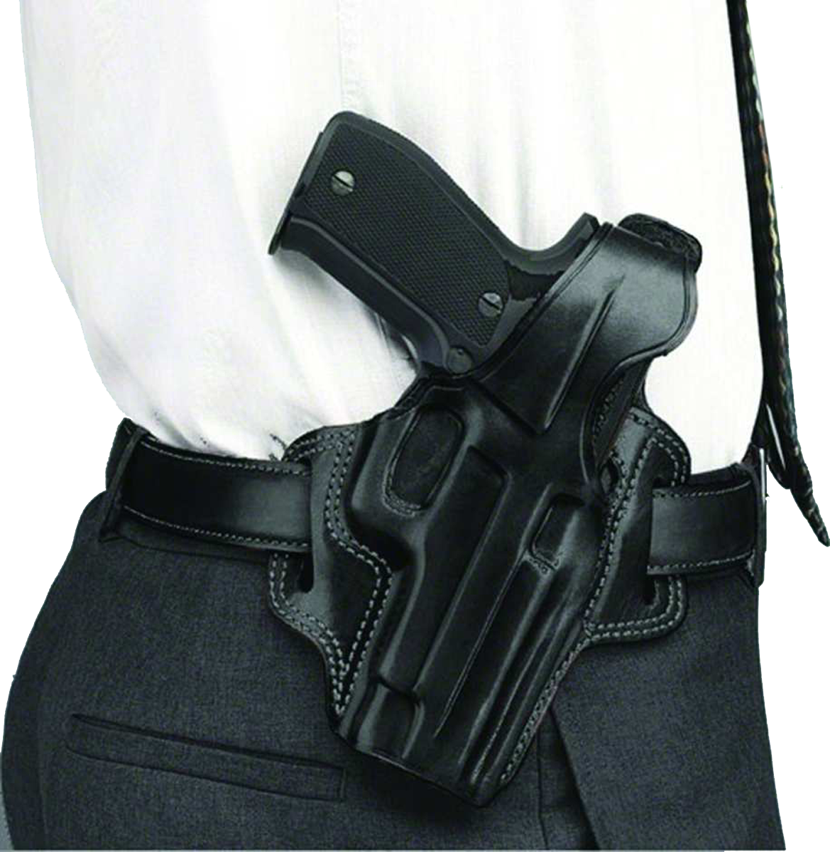 Galco FL226B FletchOWB Black Leather Belt Slide Fits Glock 19 Gen1-5 Fits Glock 19X Fits Glock 23 Gen2-5 Right Hand