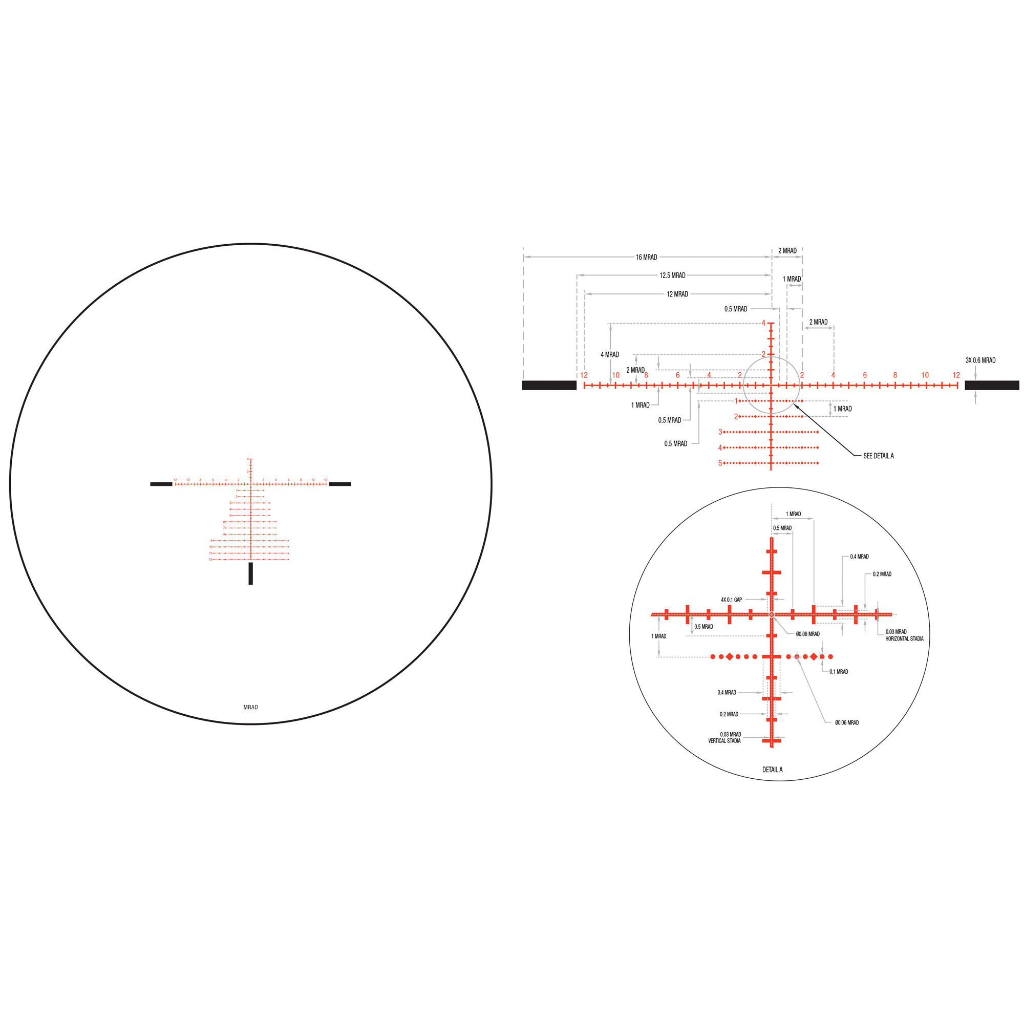 Trijicon 4.5-30x56 Tenmile 34mm Rifle Scope Matte Black, MRAD Precision Tree (Red / Green), SF, 1/p