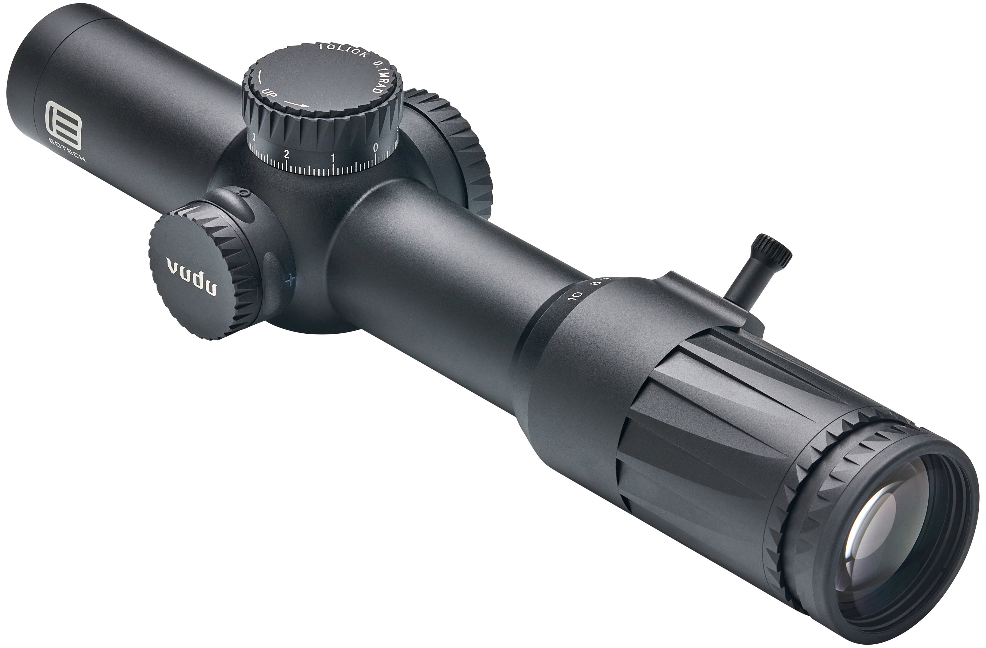 EoTech VDU110FFSR5 Vudu Black Hardcoat Anodized 1-10x 28mm 34mm Tube Illuminated Red SR5 MRAD Reticle Features Throw Lever