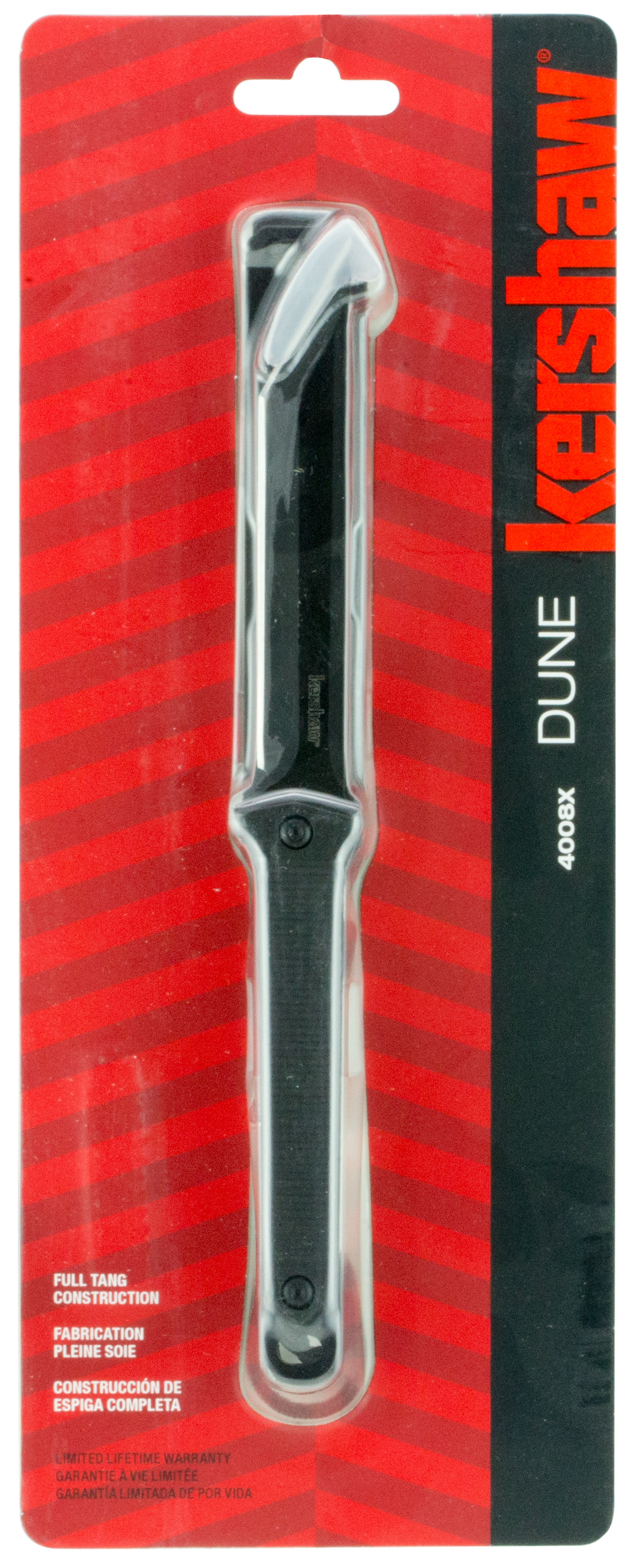 Kershaw 4008X Dune3.80" Fixed American Tanto Plain Black Oxide 3Cr13MoV SS Blade Black Glass-Filled Nylon Handle Includes Lanyard/Sheath