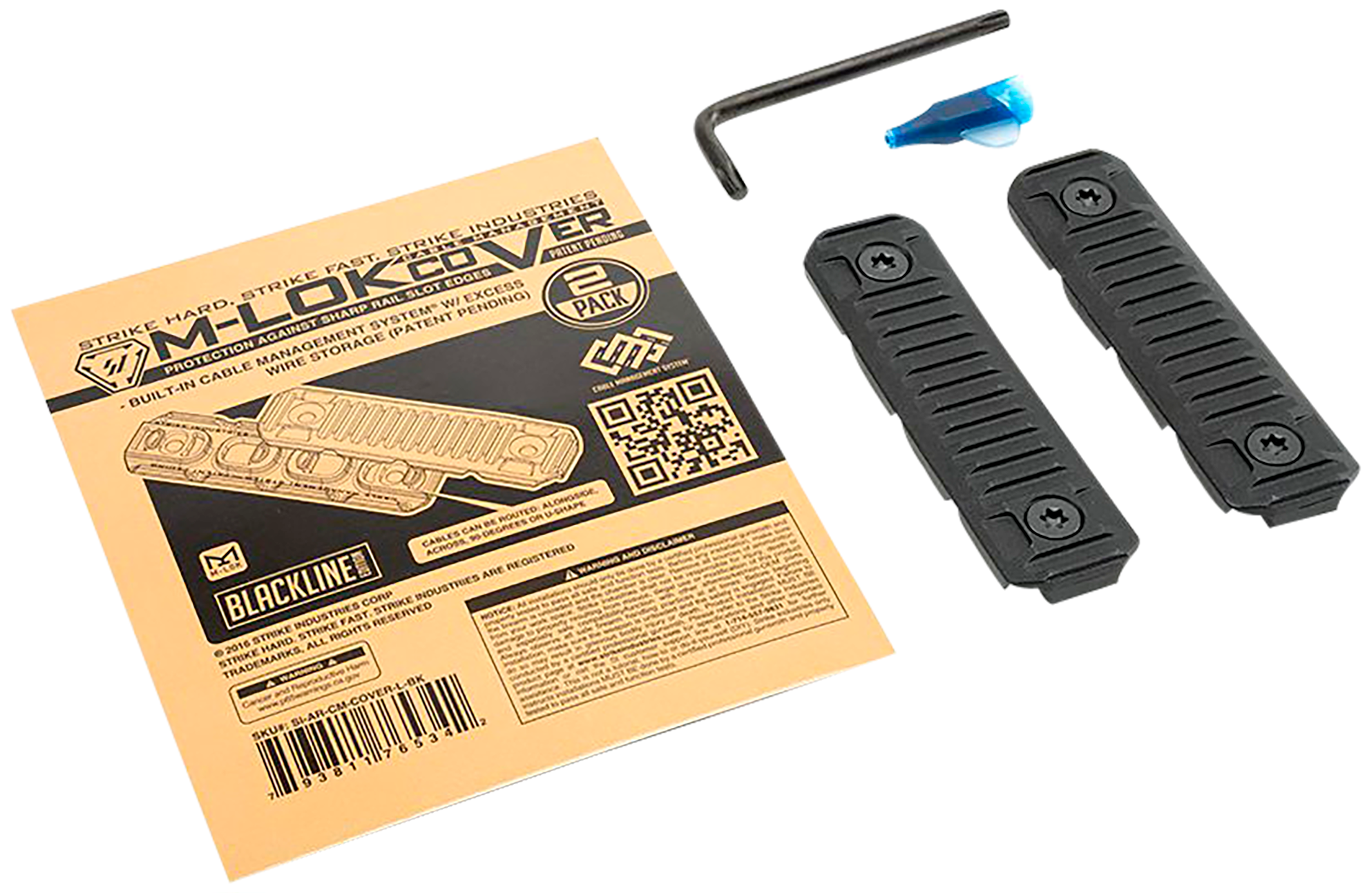 Strike Industries ARCMCOVERLBK Cable Management Cover Long 3.14"L Black Polymer for M-Lok