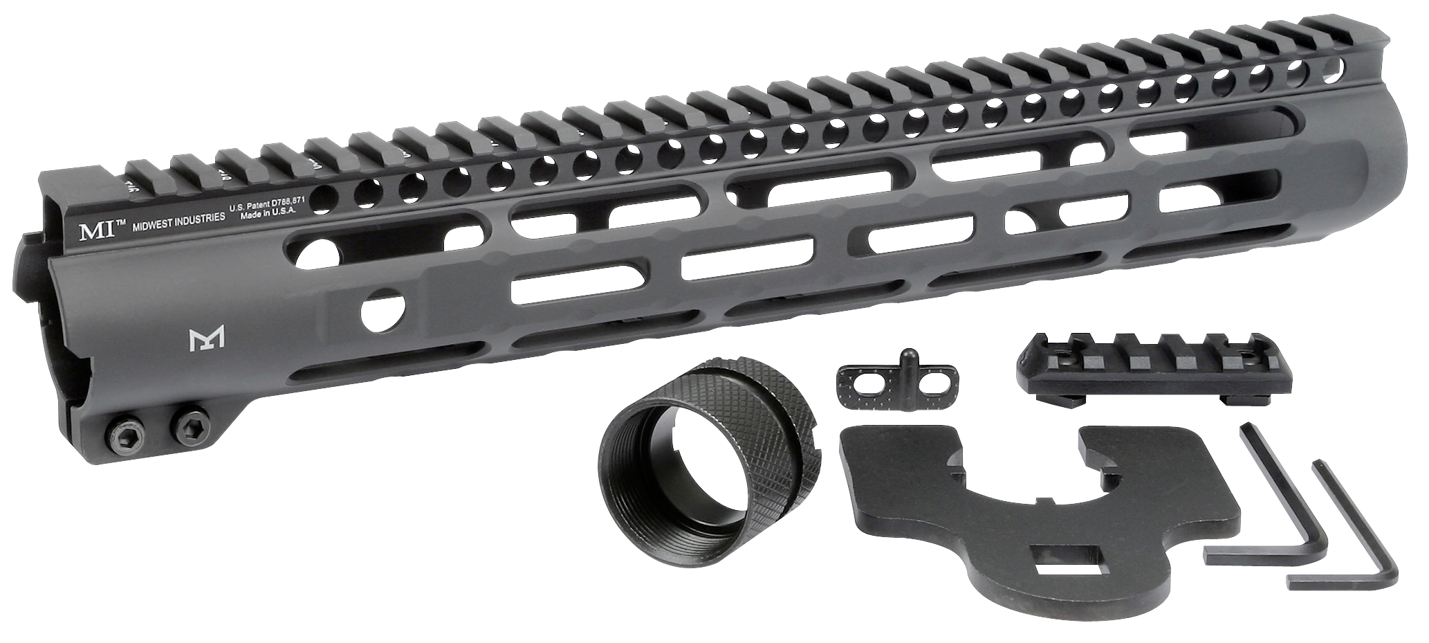 Midwest Industries MISLH12625 SlimlineAR-15 Black Hardcoat Anodized Aluminum/Polymer 12.625" Picatinny/M-LOK